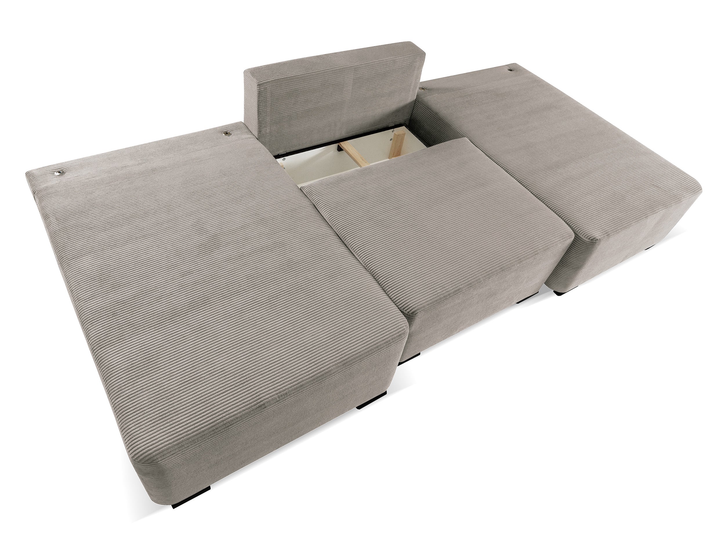 Narożnik z funkcją spania Moduliano U-kształtny z pojemnikiem uniwersalny ciemnobeżowy sztruks