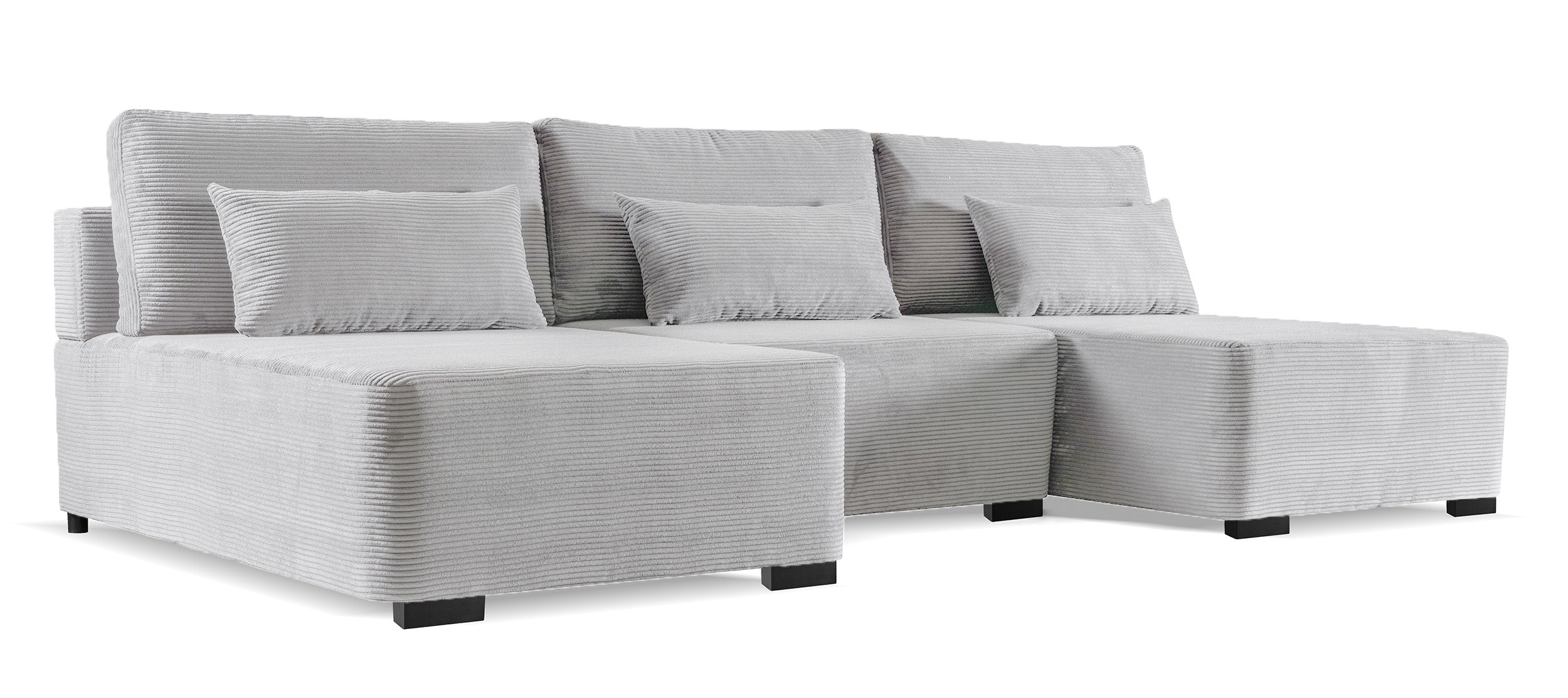 Narożnik z funkcją spania Moduliano U-kształtny z pojemnikiem uniwersalny jasnoszary sztruks