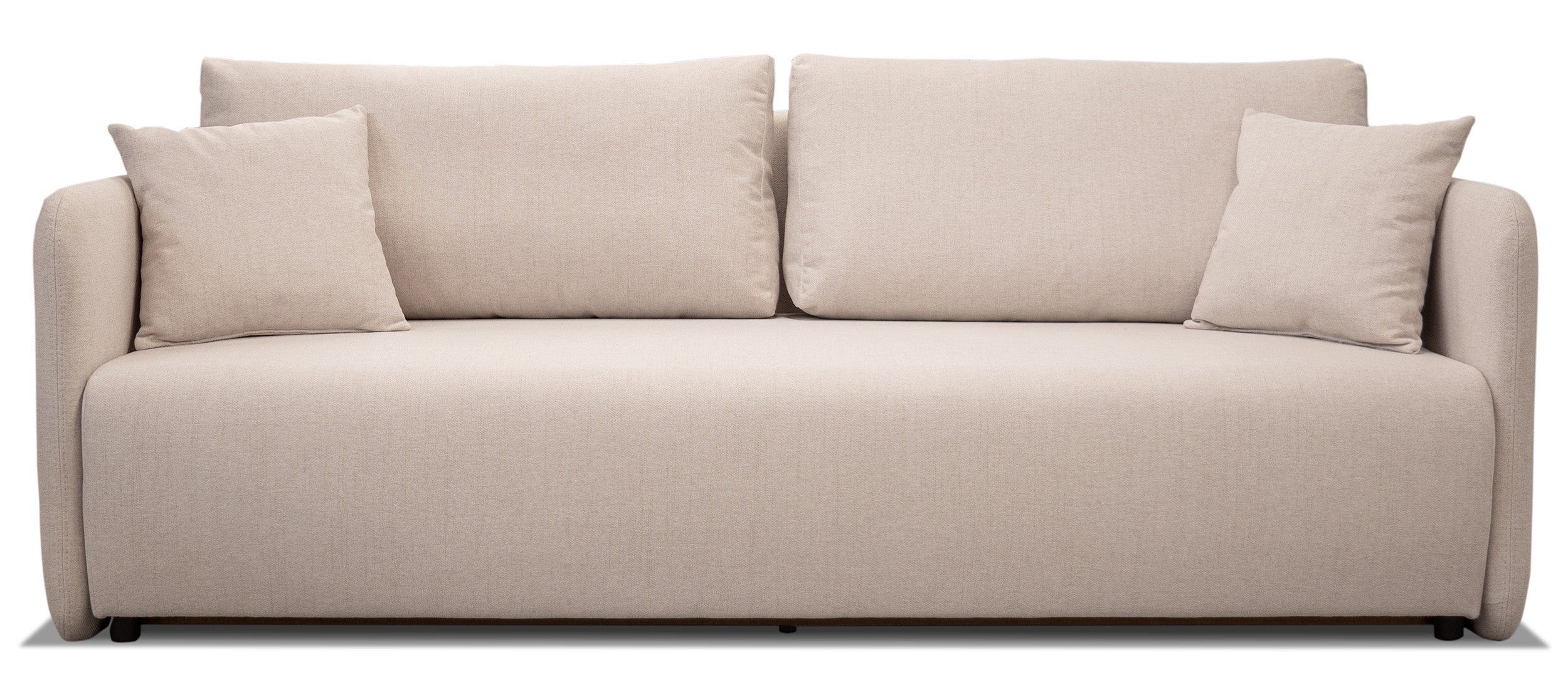 Kanapa rozkładana trzyosobowa Anvio z pojemnikiem na pościel jasnobeżowa plecionka