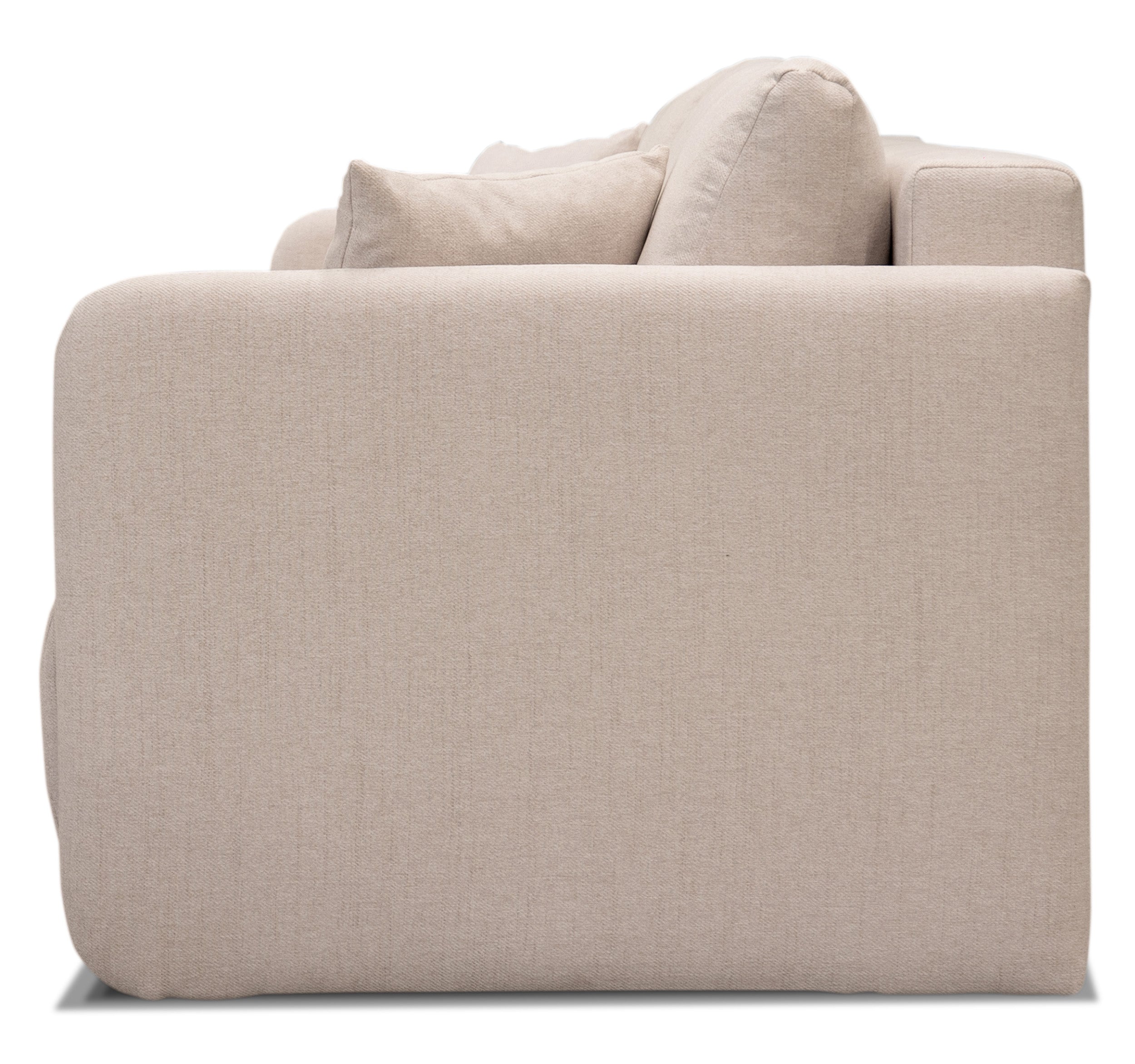 Kanapa rozkładana trzyosobowa Anvio z pojemnikiem na pościel jasnobeżowa plecionka