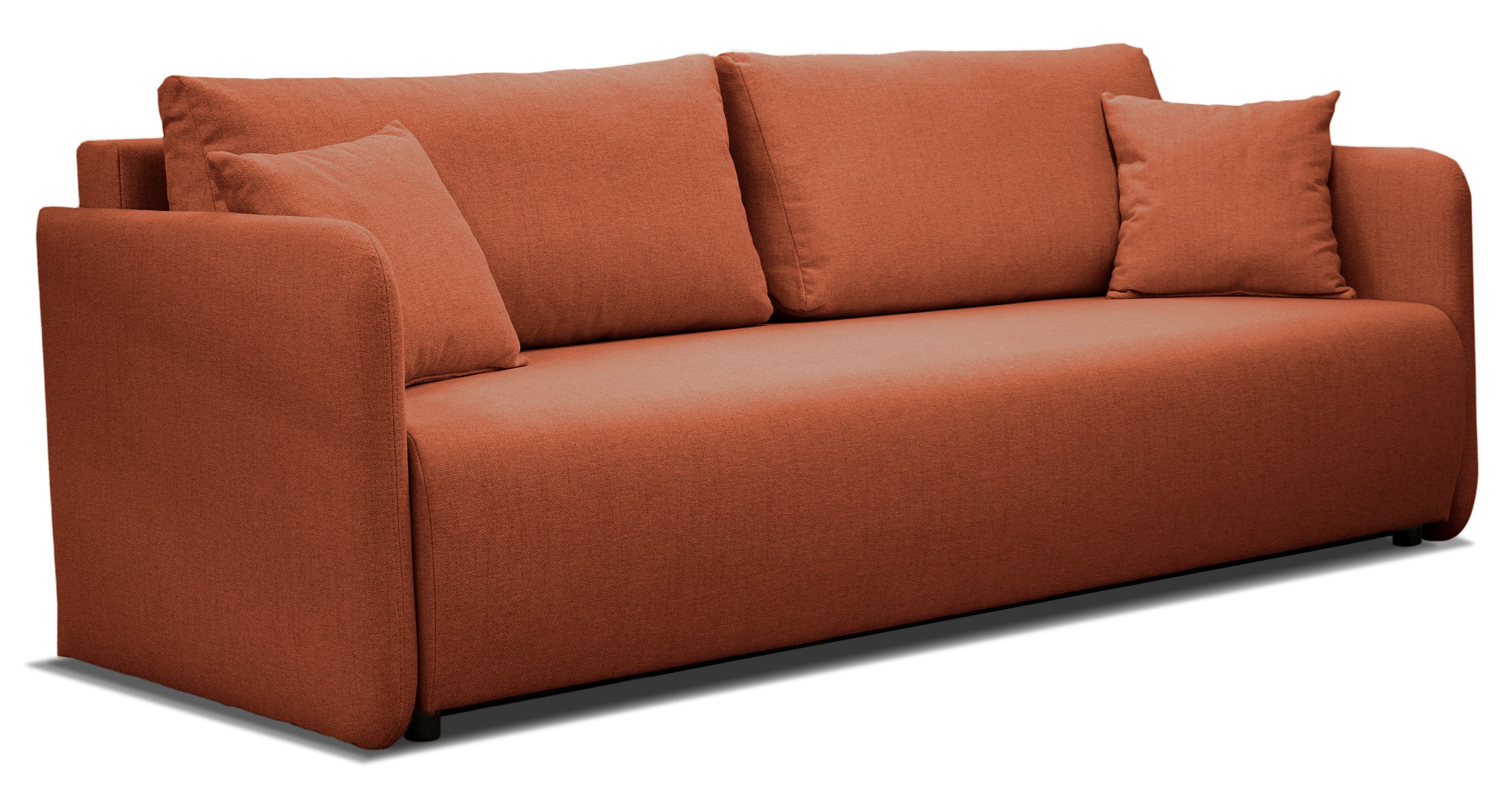 Kanapa rozkładana trzyosobowa Anvio z pojemnikiem na pościel miedziana plecionka