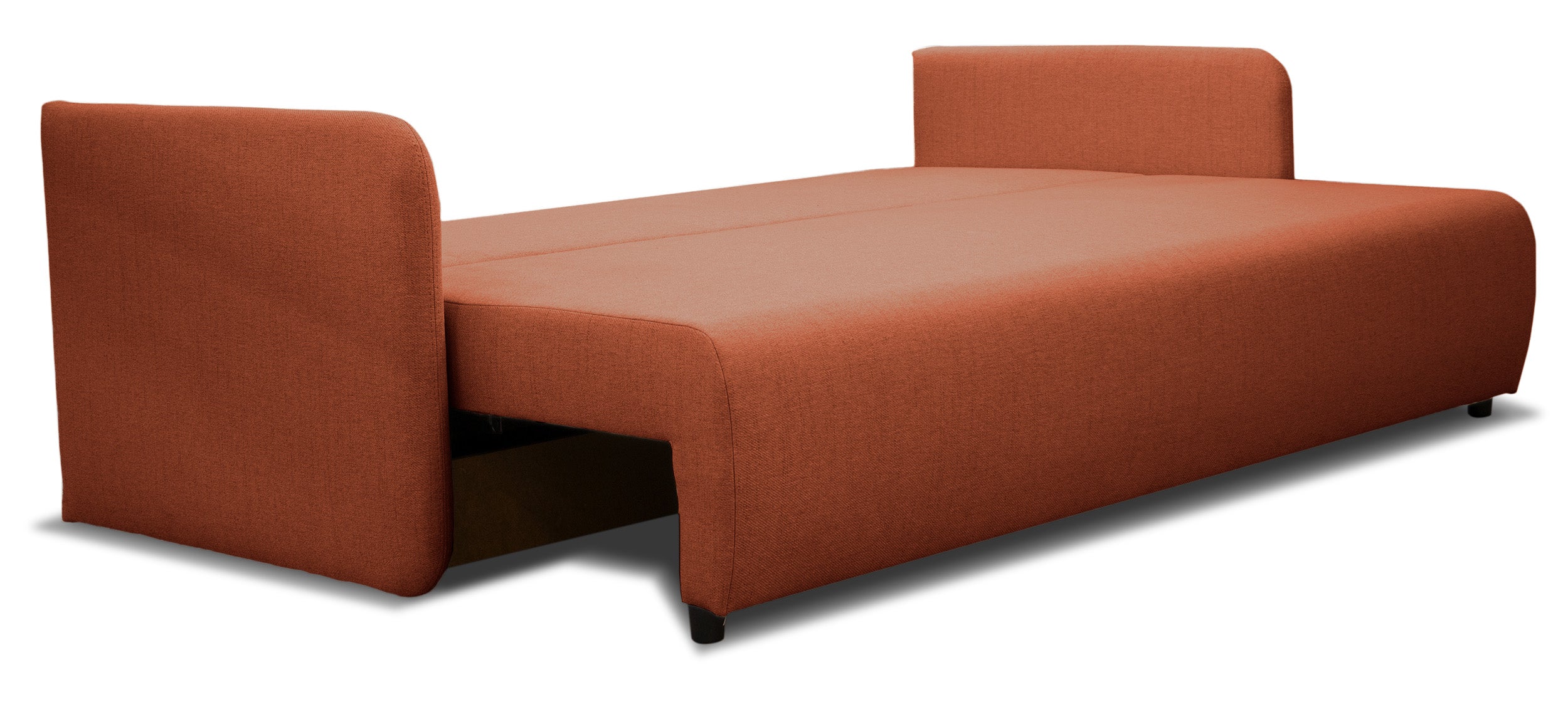 Kanapa rozkładana trzyosobowa Anvio z pojemnikiem na pościel miedziana plecionka