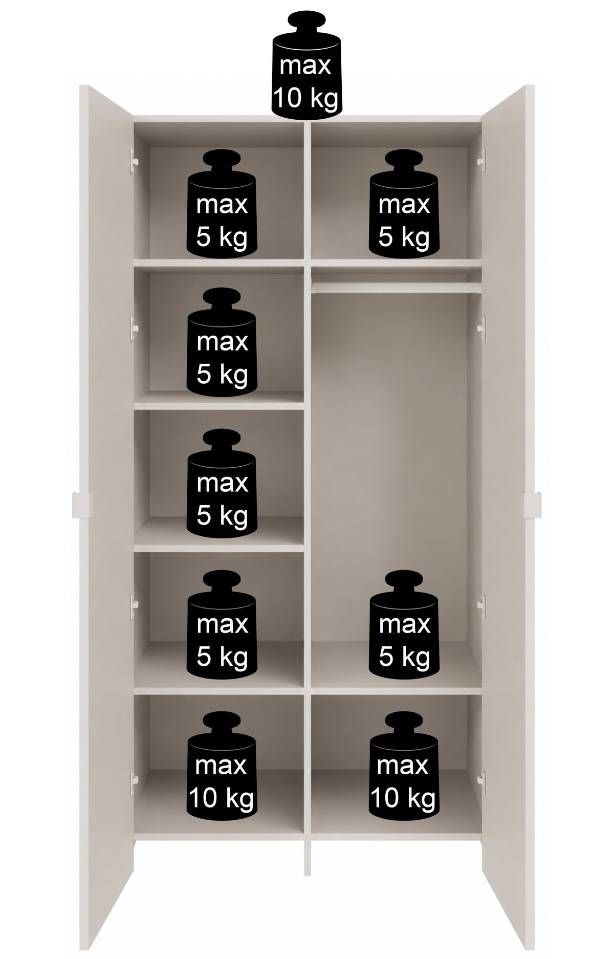 Szafa dwudrzwiowa Arkadia z frezowanym frontem 100 cm - głębokość 53 cm