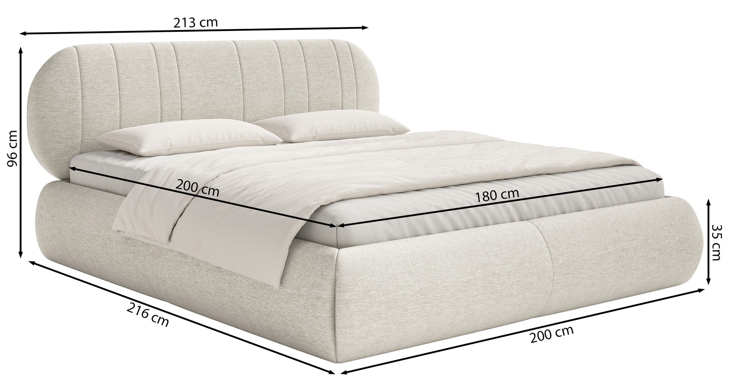 Łóżko tapicerowane 180x200 cm Asmelio z pojemnikiem stelaż metalowy khaki plecionka