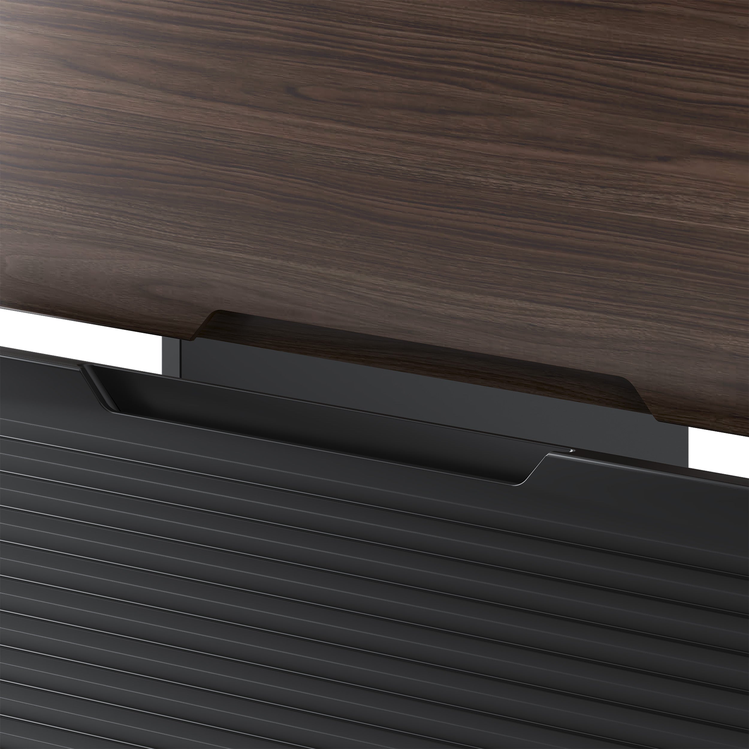 Szafka łazienkowa z blatem Avella 60 cm ryflowany front czarny mat / orzech
