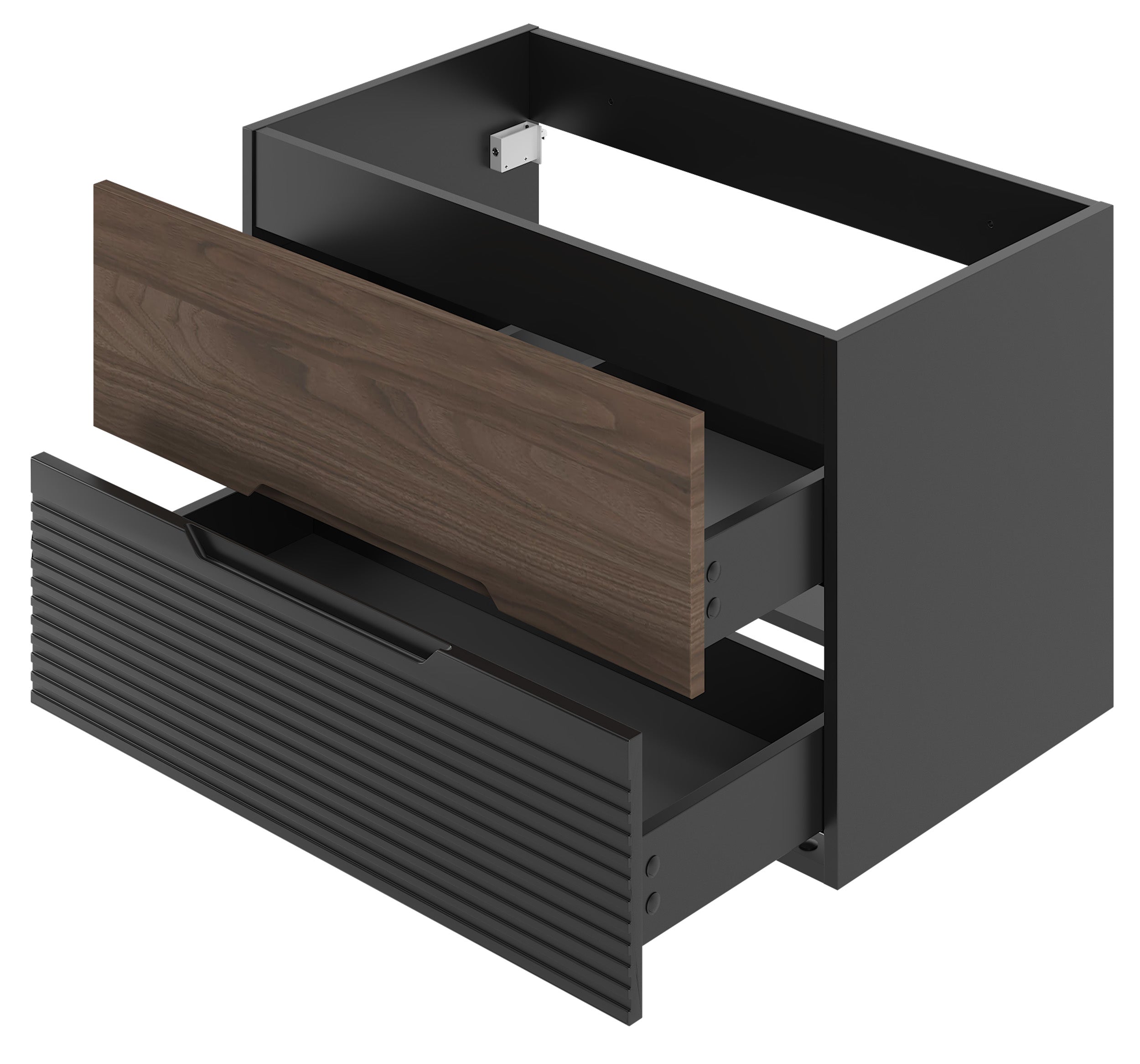 Szafka pod umywalkę Avella 80 cm ryflowany front czarny mat / orzech