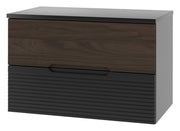 Szafka łazienkowa z blatem Avella 80 cm ryflowany front czarny mat / orzech