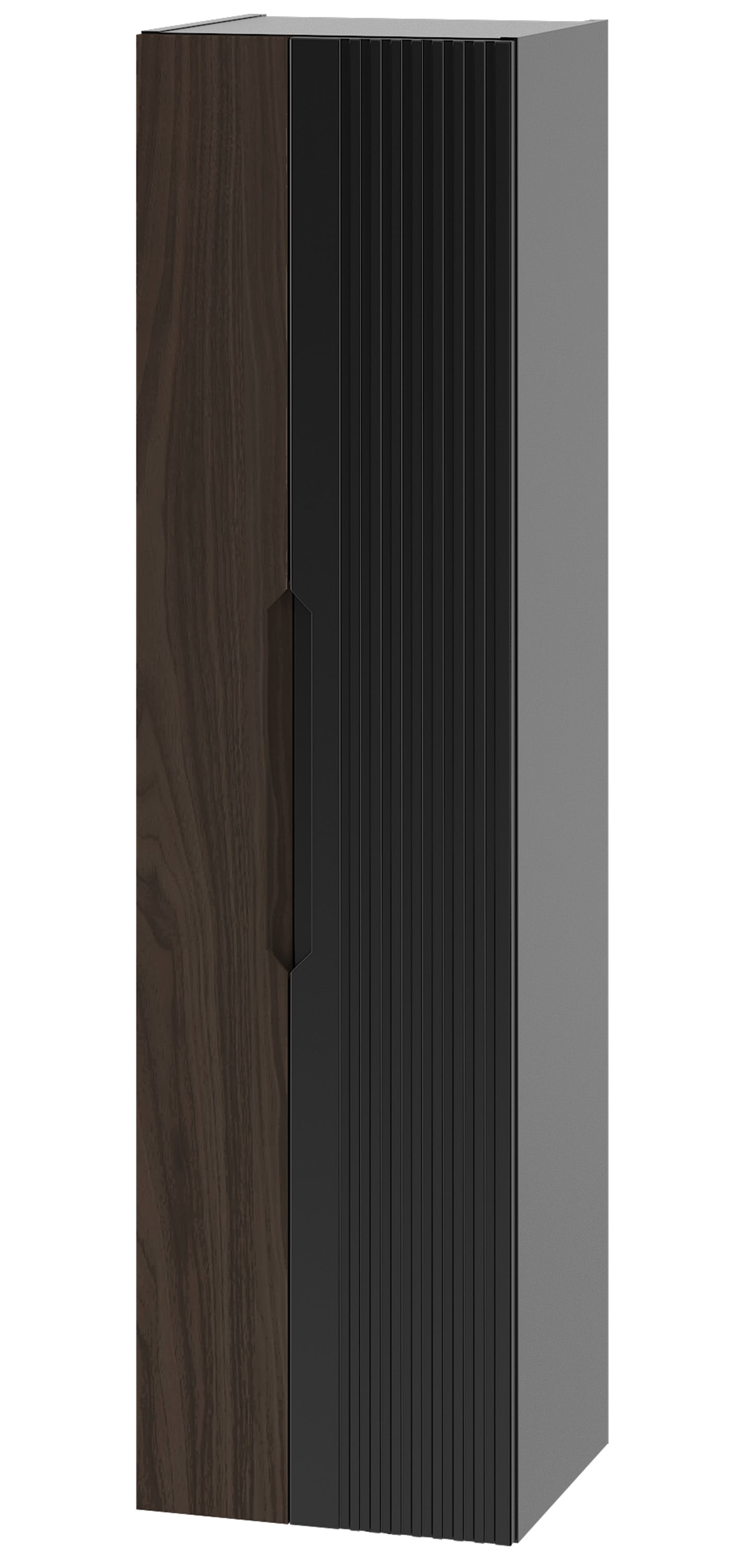 Słupek łazienkowy Avella 35 cm ryflowany front czarny mat / orzech