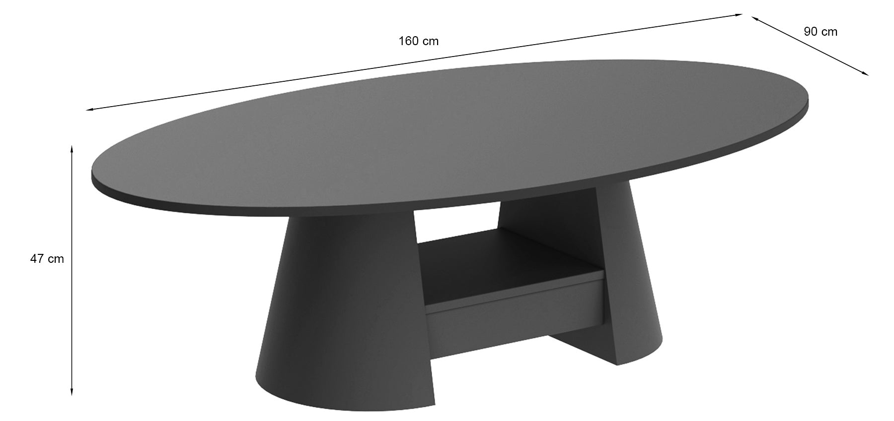 Stolik kawowy Flawelly 160x90 cm granatowy mat