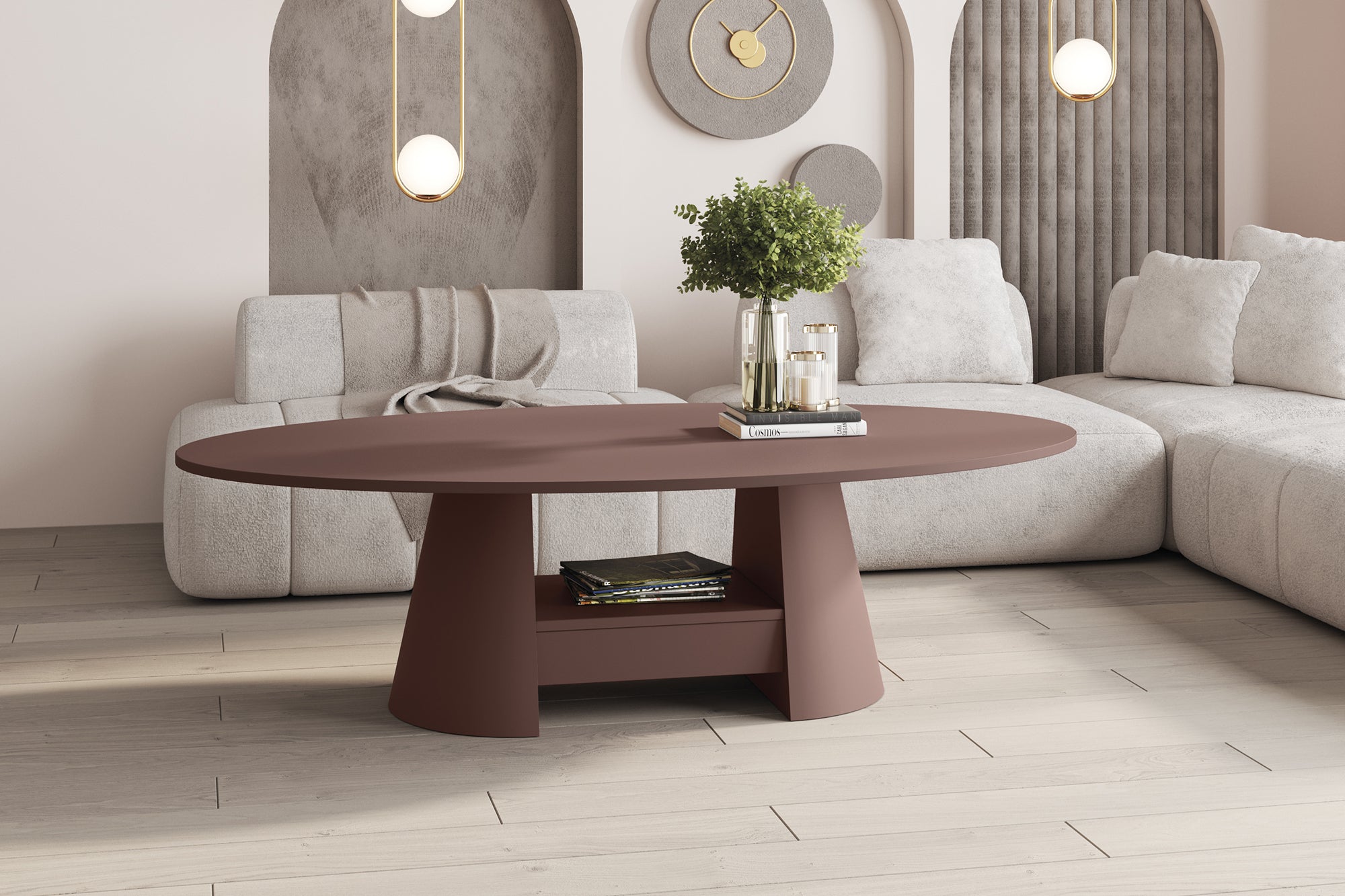 Stolik kawowy Flawelly 160x90 cm bordowy mat