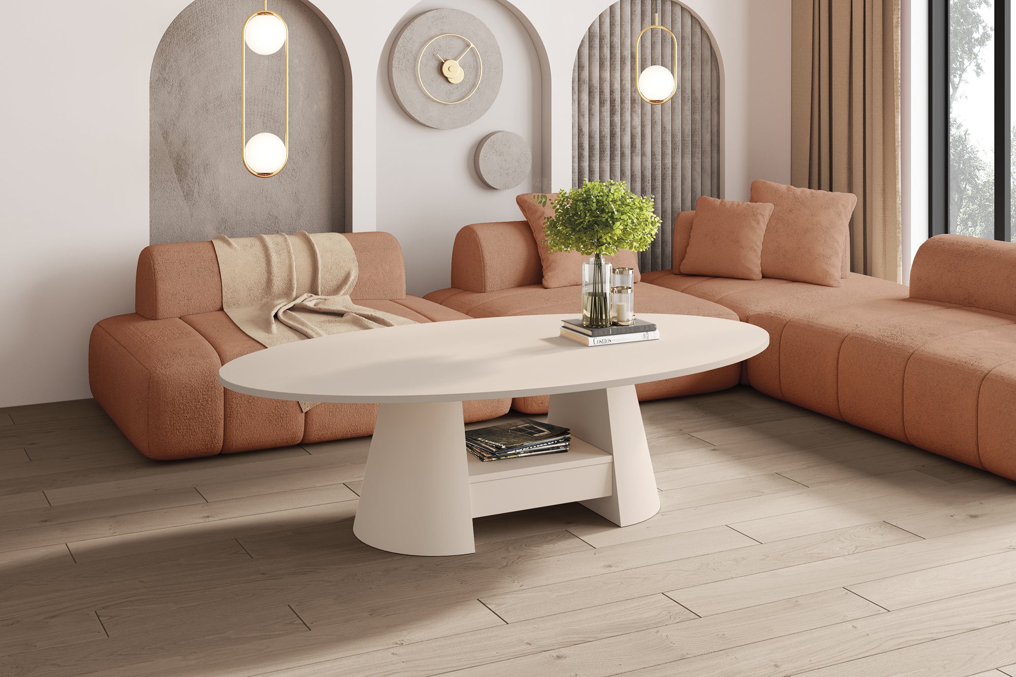 Stolik kawowy Flawelly 160x90 cm cappuccino mat