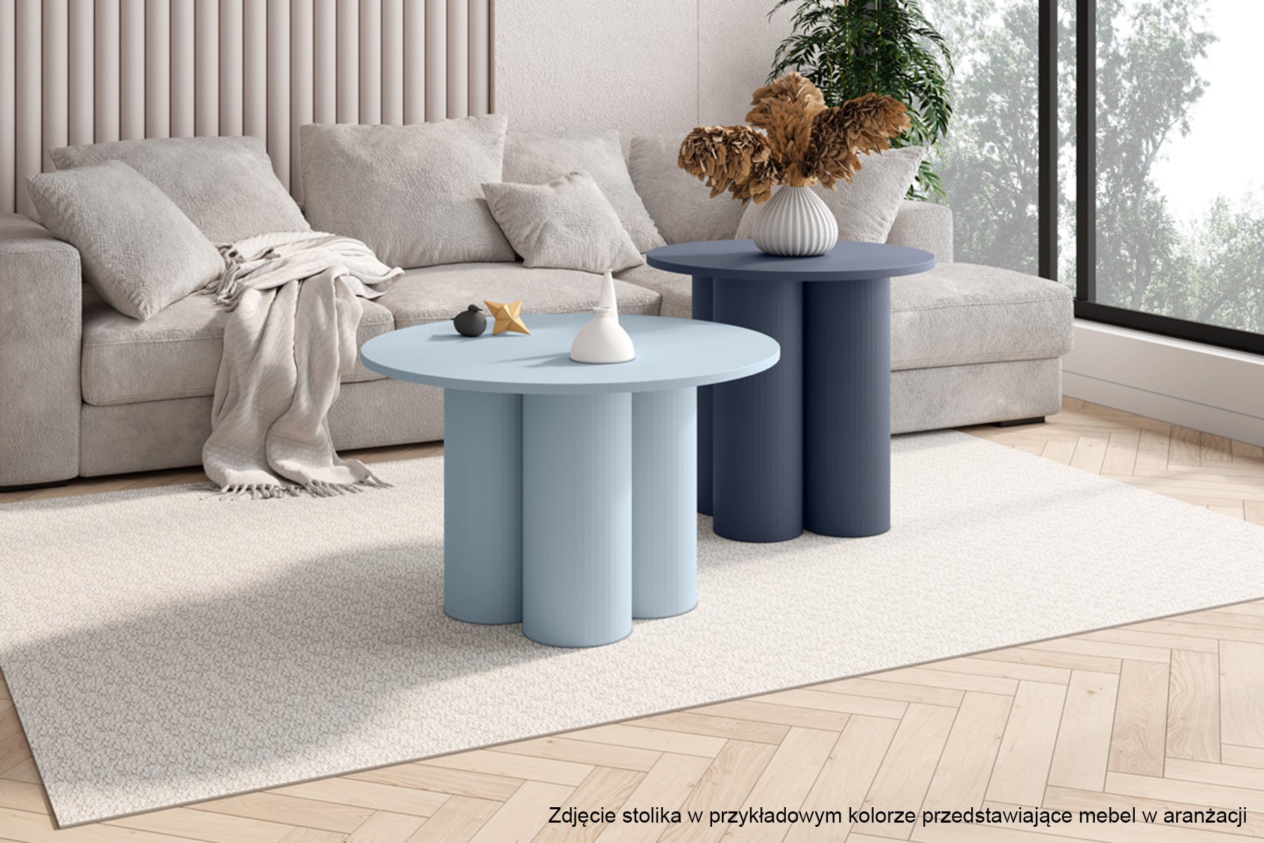 Stolik kawowy Stessle okrągły 80 cm bordowy mat