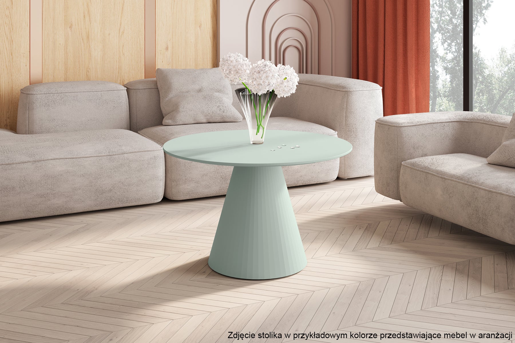 Stolik kawowy Ritelly okrągły 80 cm zielony mat