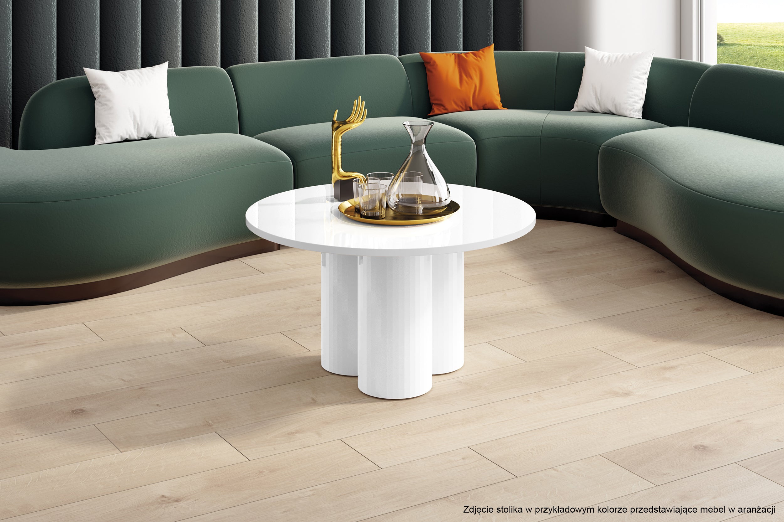 Stolik kawowy Imprrese okrągły 80 cm czarny wysoki połysk