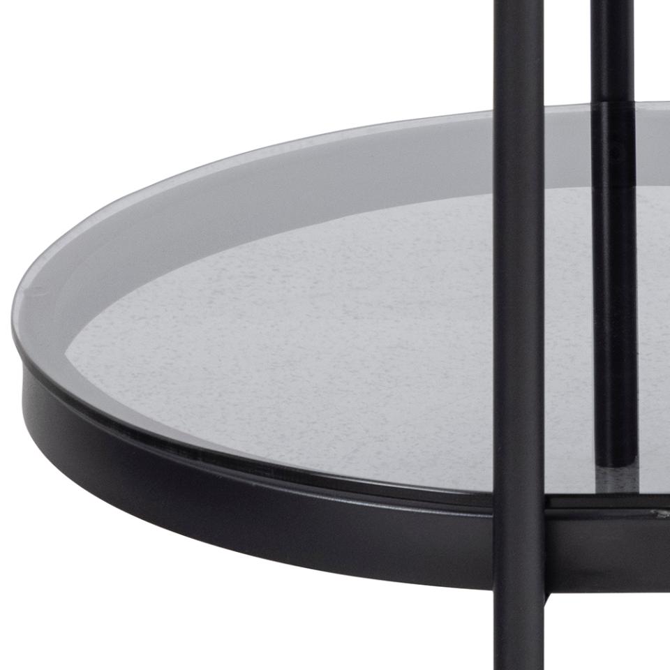Stolik kawowy Aykal owalny z półką i szklanym blatem na metalowej podstawie 95x50 cm