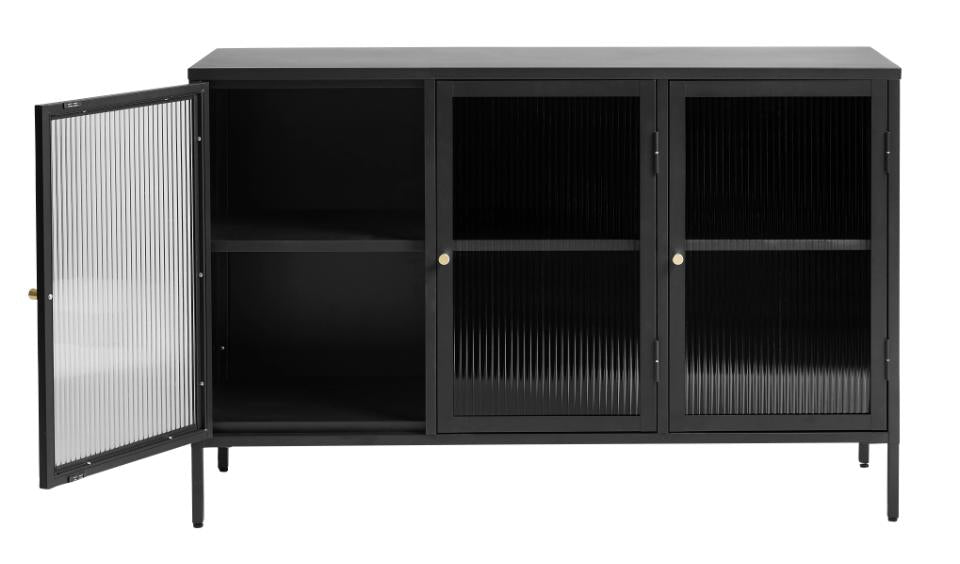 Witryna metalowa Avensunly 85 cm z przeszkleniem czarna