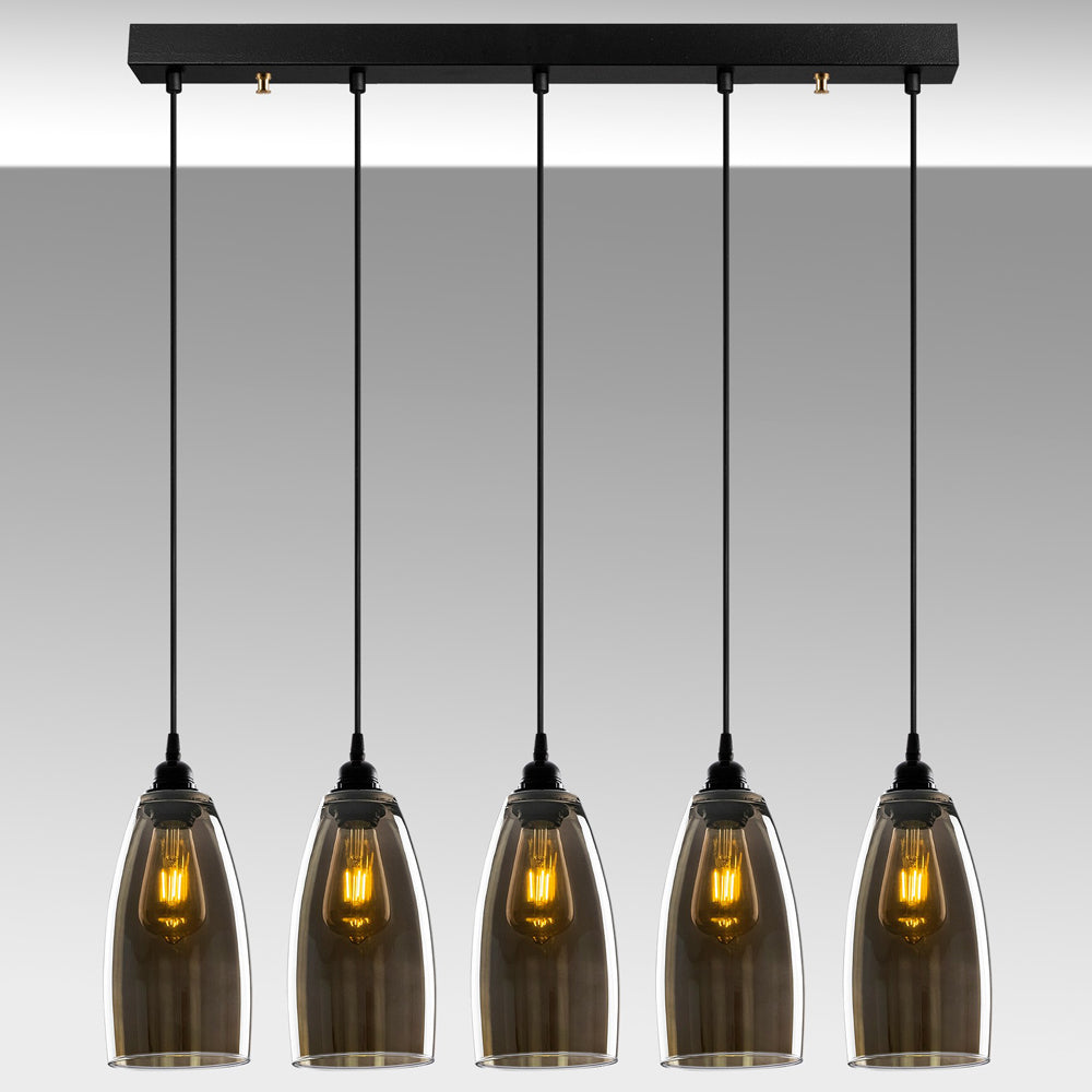 Lampa sufitowa Communis x5 83 cm ciemne szkło