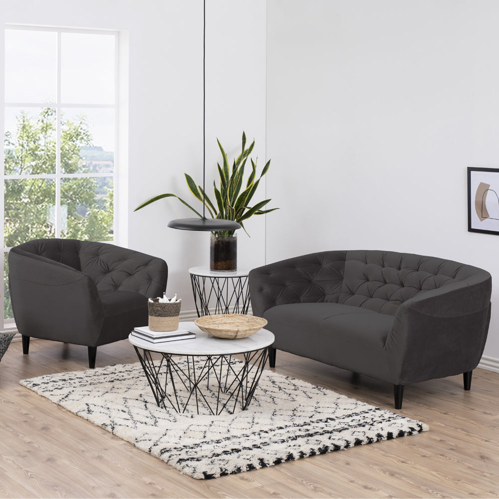 Sofa dwuosobowa Buzet ciemnoszary welur