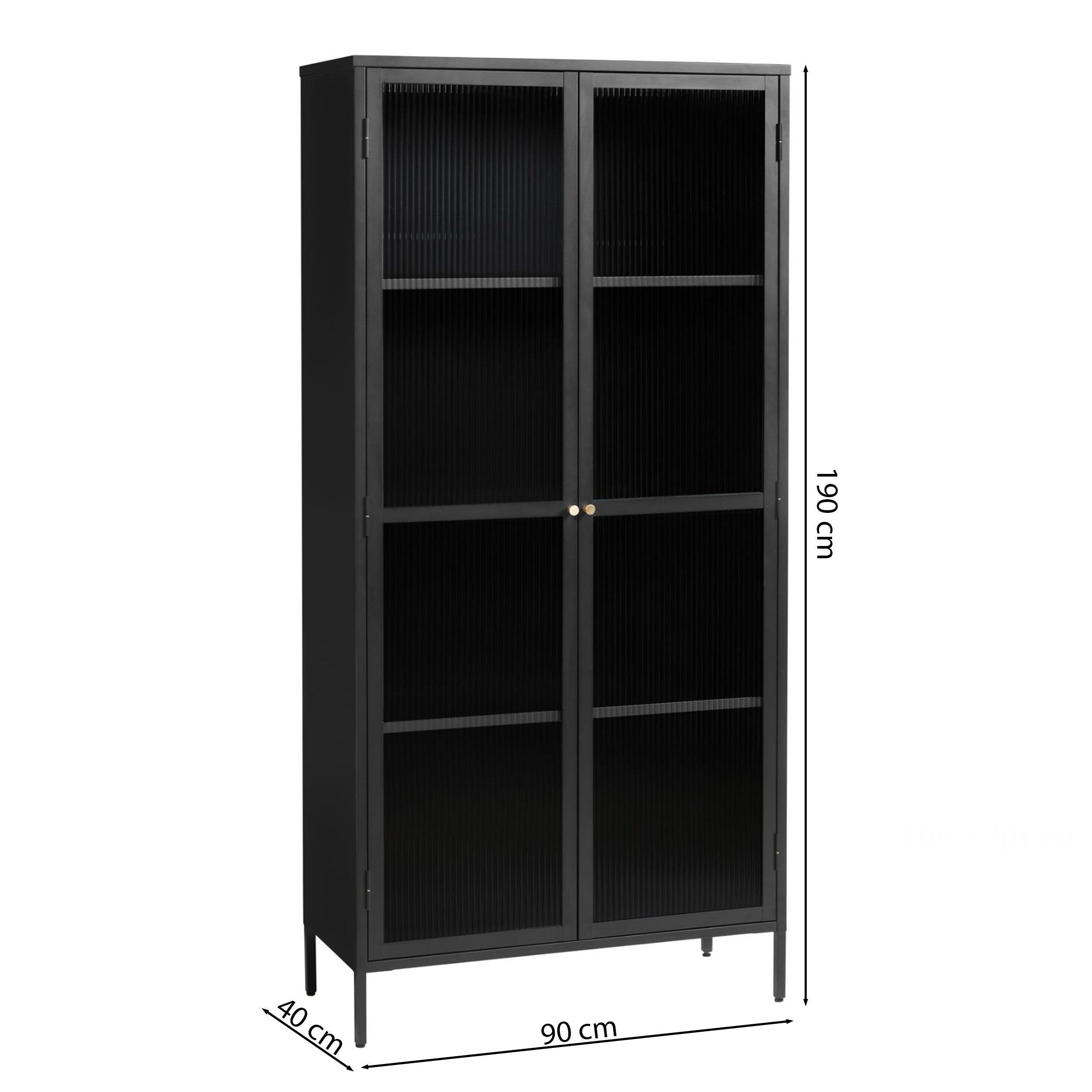 Witryna metalowa Avensunly 190 cm z przeszkleniem granatowa