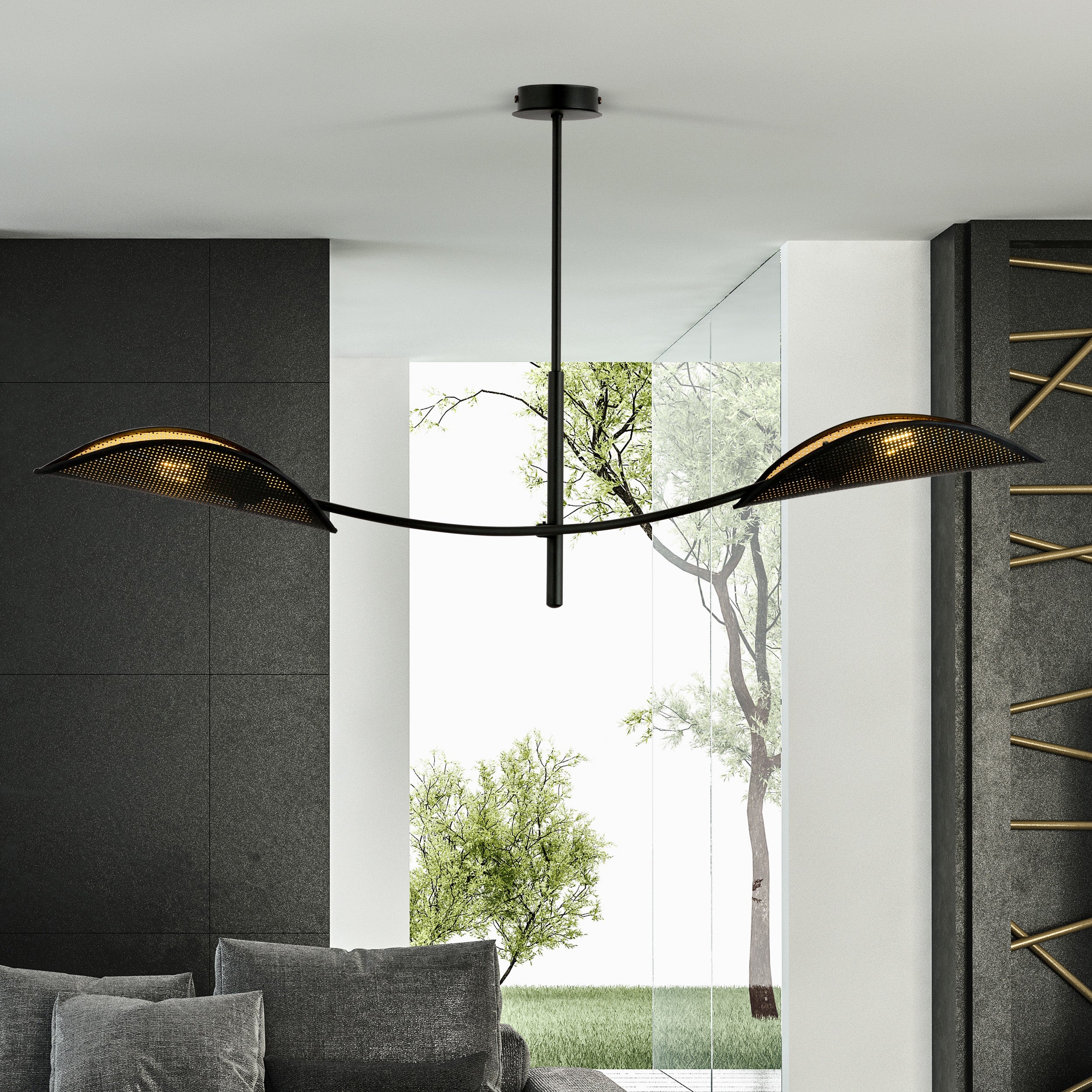 Lampa wisząca Farang x2 czarno-złota
