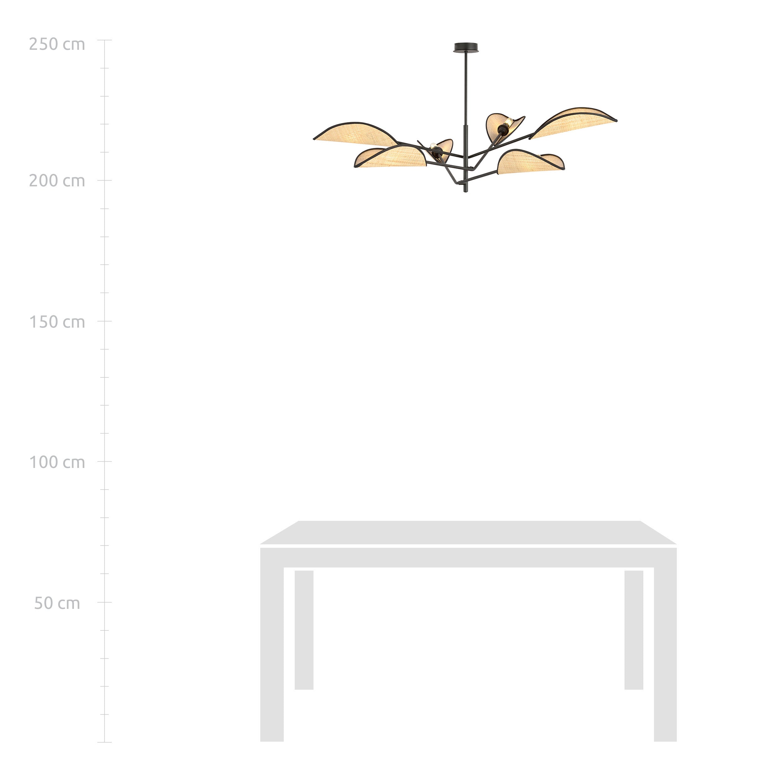 Lampa sufitowa Shintor x6 czarno-rattanowa
