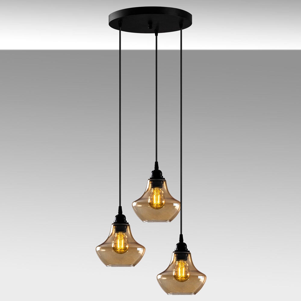 Lampa sufitowa Cheeny x3 na okrągłej podsufitce dzwon średnica 15 cm czarna
