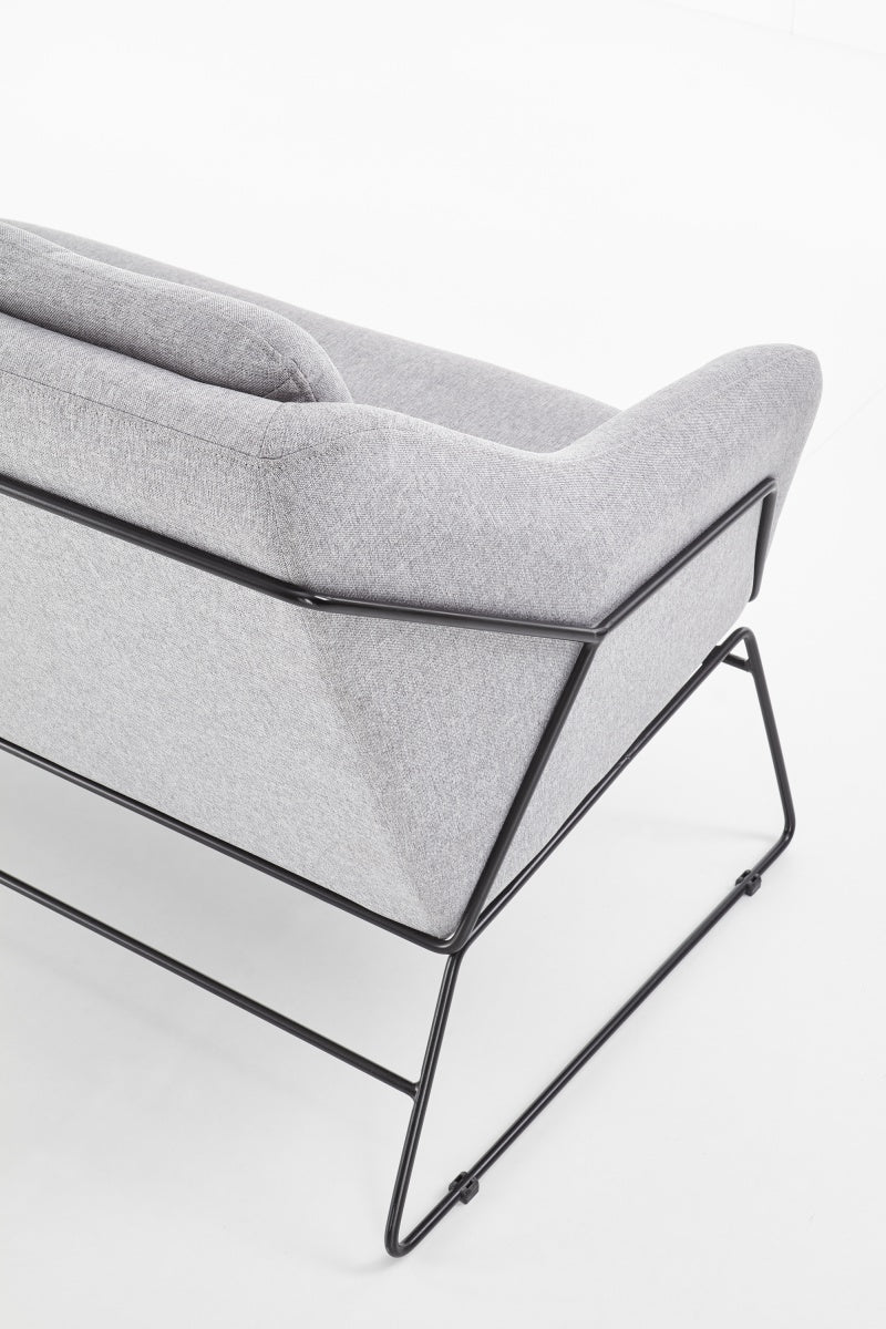 Sofa dwuosobowa Gasoina szara na czarnej podstawie