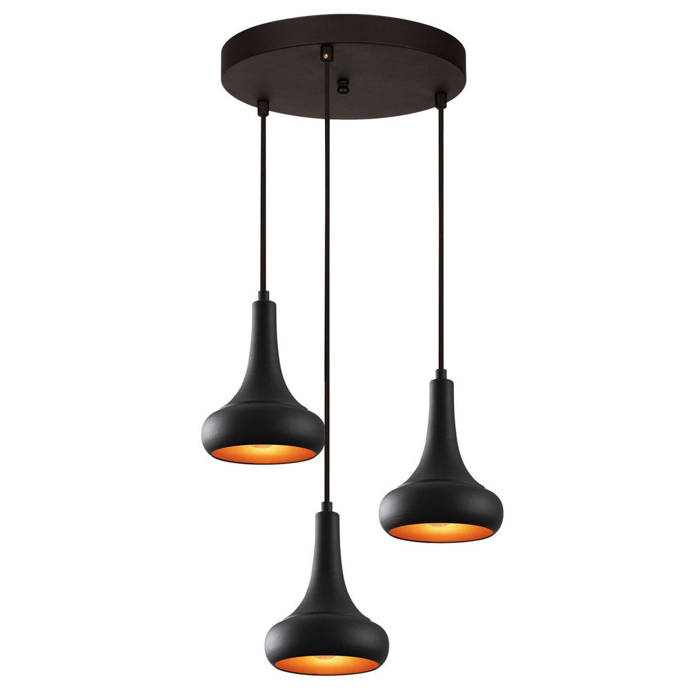 Lampa wisząca Staice x3 na okrągłej podsufitce średnica 40 cm czarna