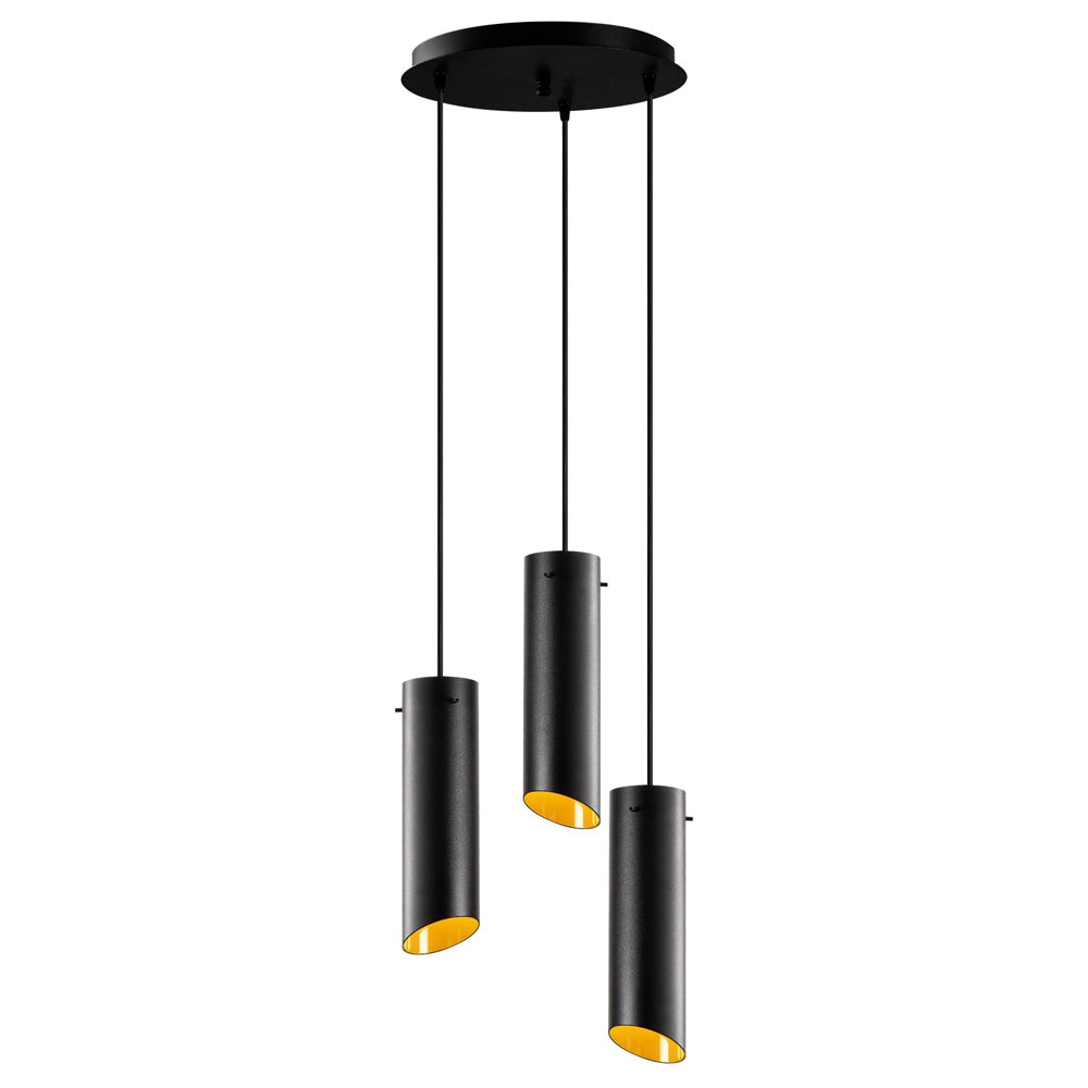 Lampa sufitowa Rientaki x3 spoty na okrągłej podsufitce czarna