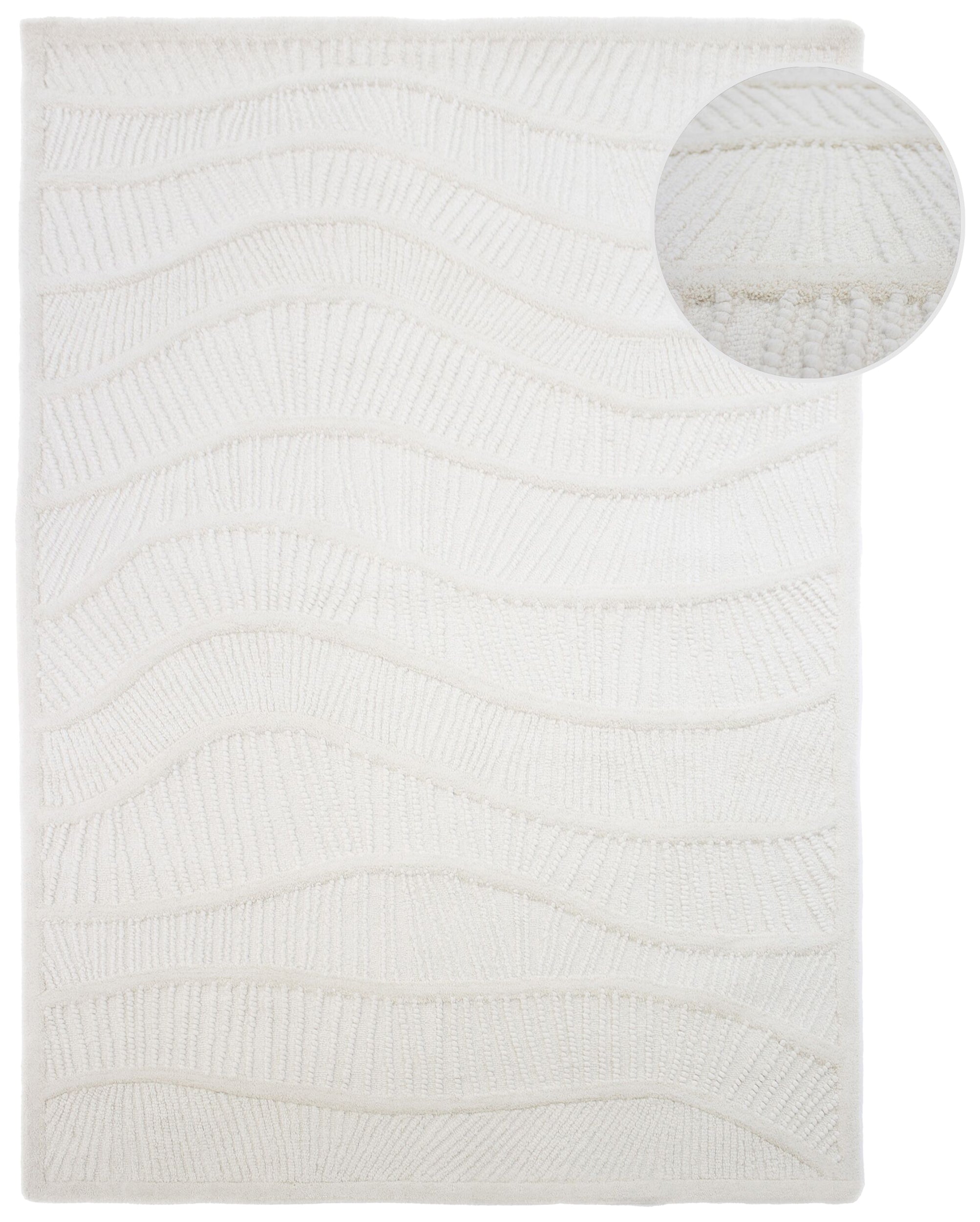 Dywan z wełną Sculptured Wave 160x230 cm biały