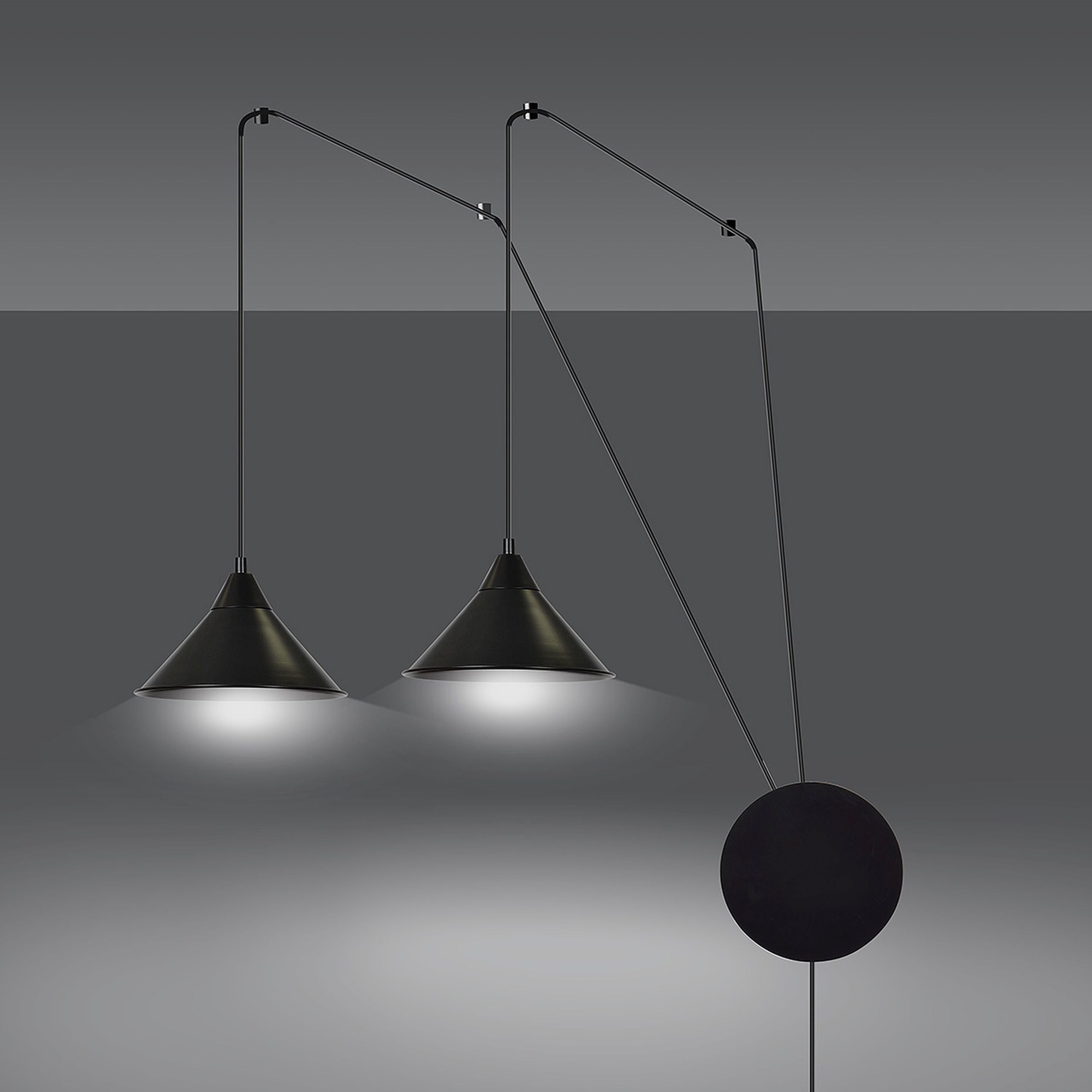 Lampa wisząca Banessy na wysięgniku czarna x2