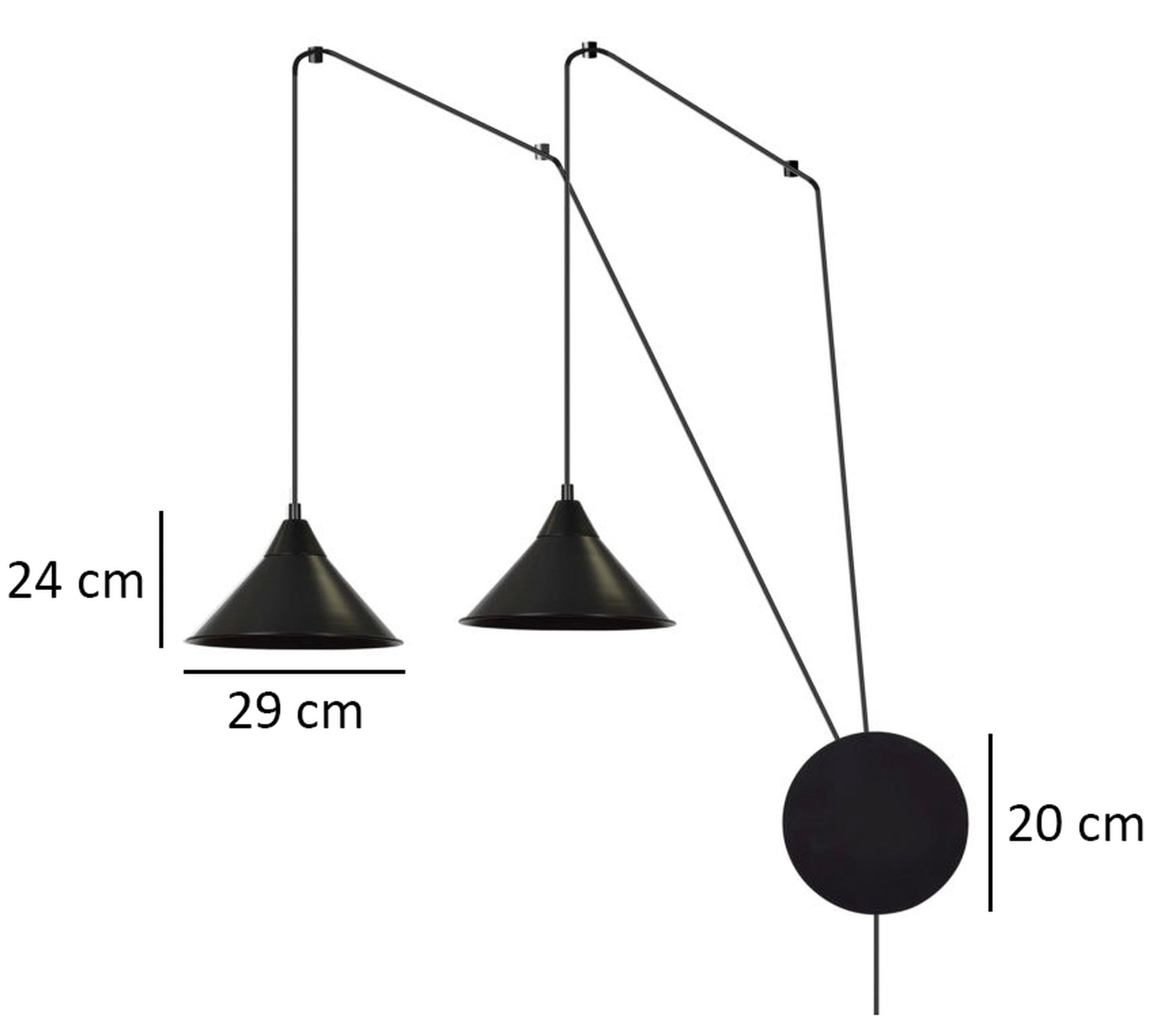 Lampa wisząca Banessy na wysięgniku czarna x2