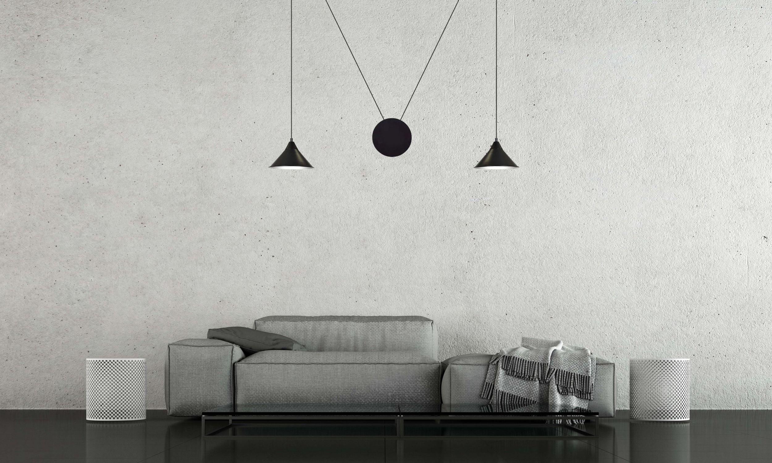 Lampa wisząca Banessy na wysięgniku czarna x2