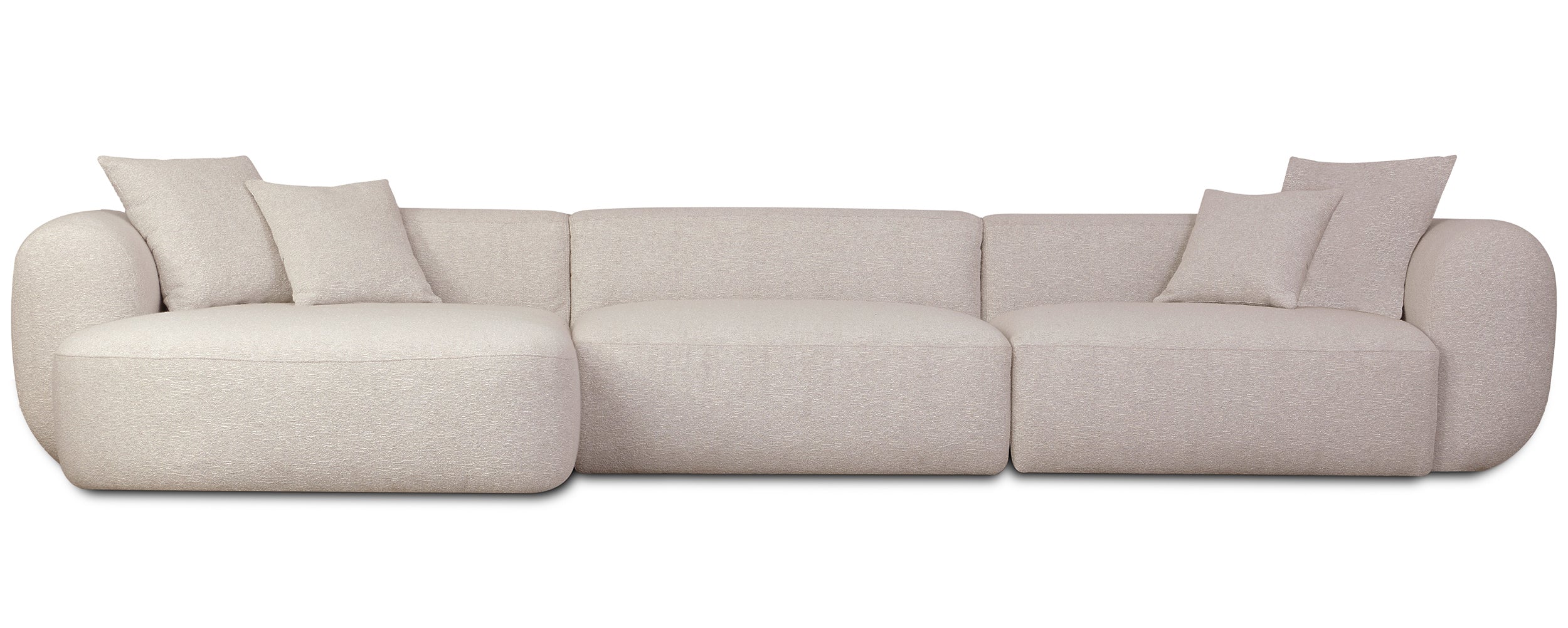 Narożnik modułowy Baomi L-kształtny duży lewostronny jasnobeżowy szenil