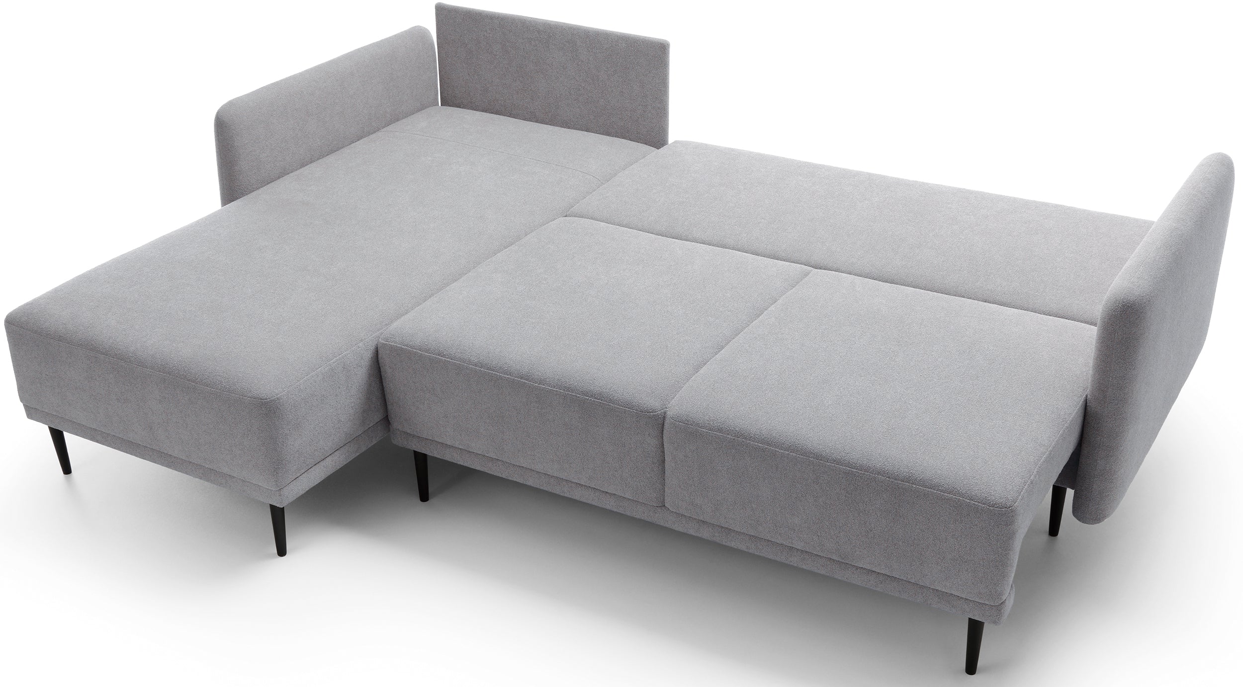 Narożnik z funkcją spania Bardo L-kształtny uniwersalny z pojemnikiem jasnoszary szenil