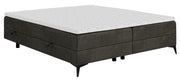 Łóżko kontynentalne Baseo niskie 180x200 cm bez wezgłowia z pojemnikami i topperem grafitowe welur hydrofobowy
