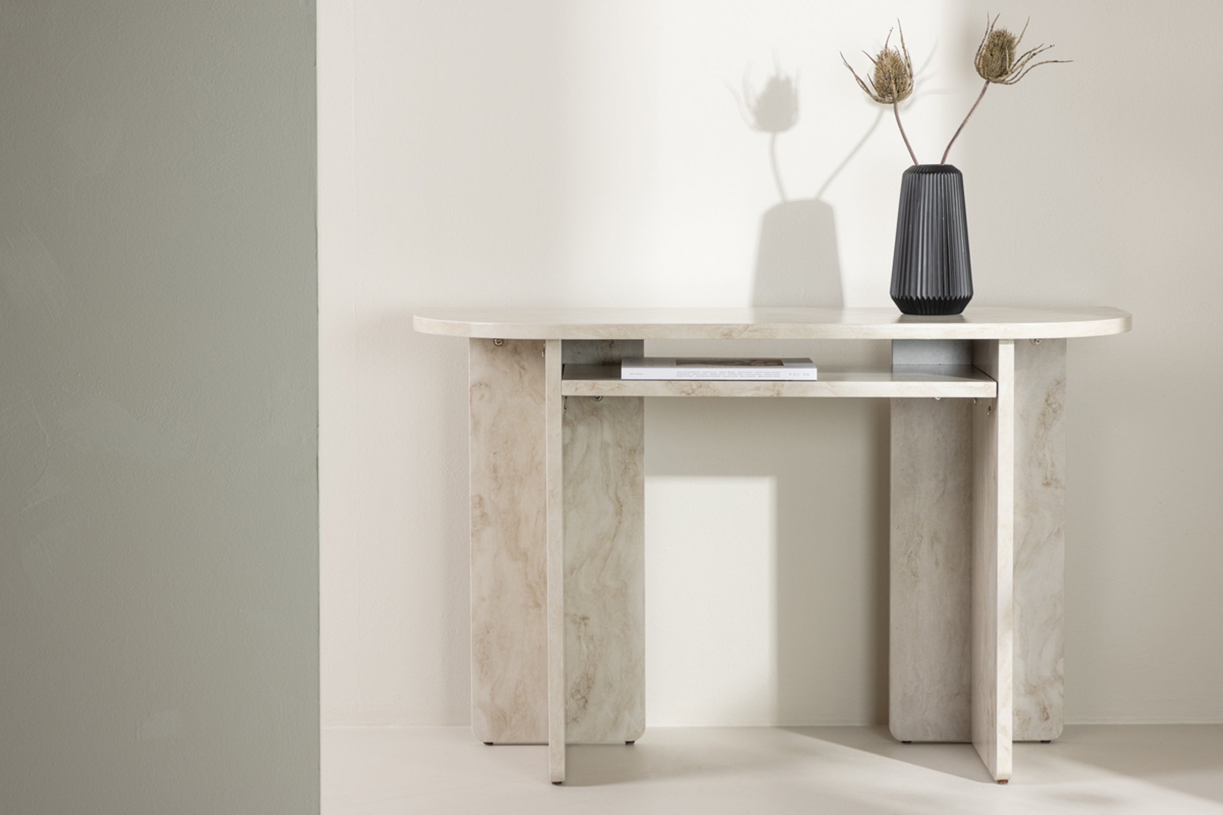 Stolik Bathally 120x40x75cm jasny marmur