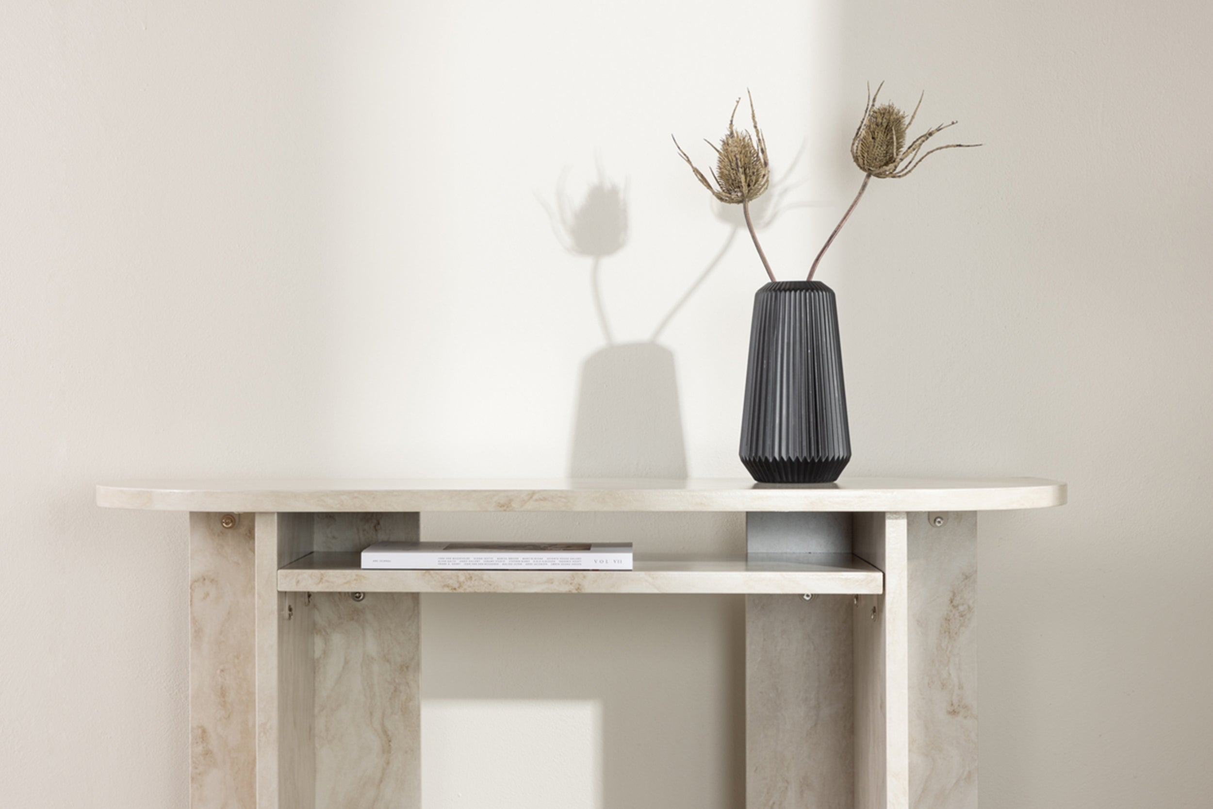 Stolik Bathally 120x40x75cm jasny marmur