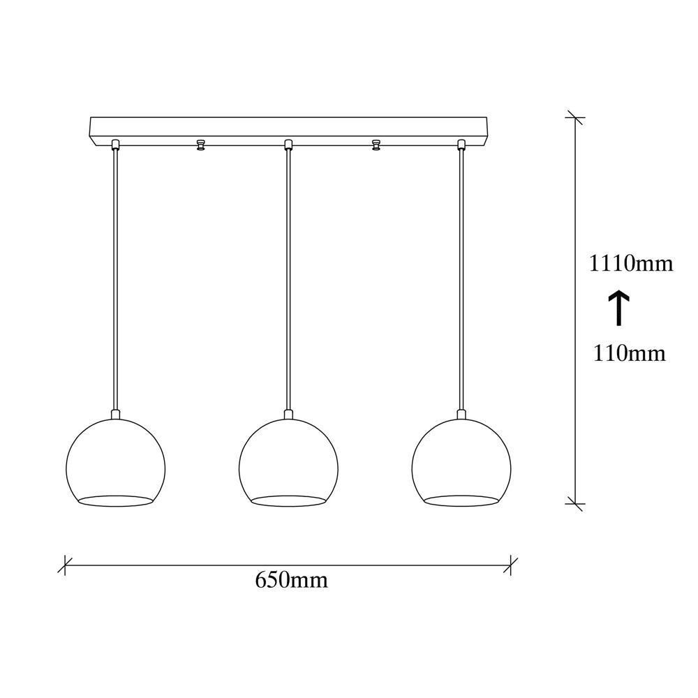 Lampa wisząca Kiento x3 w kształcie kuli średnica 15 cm platynowa