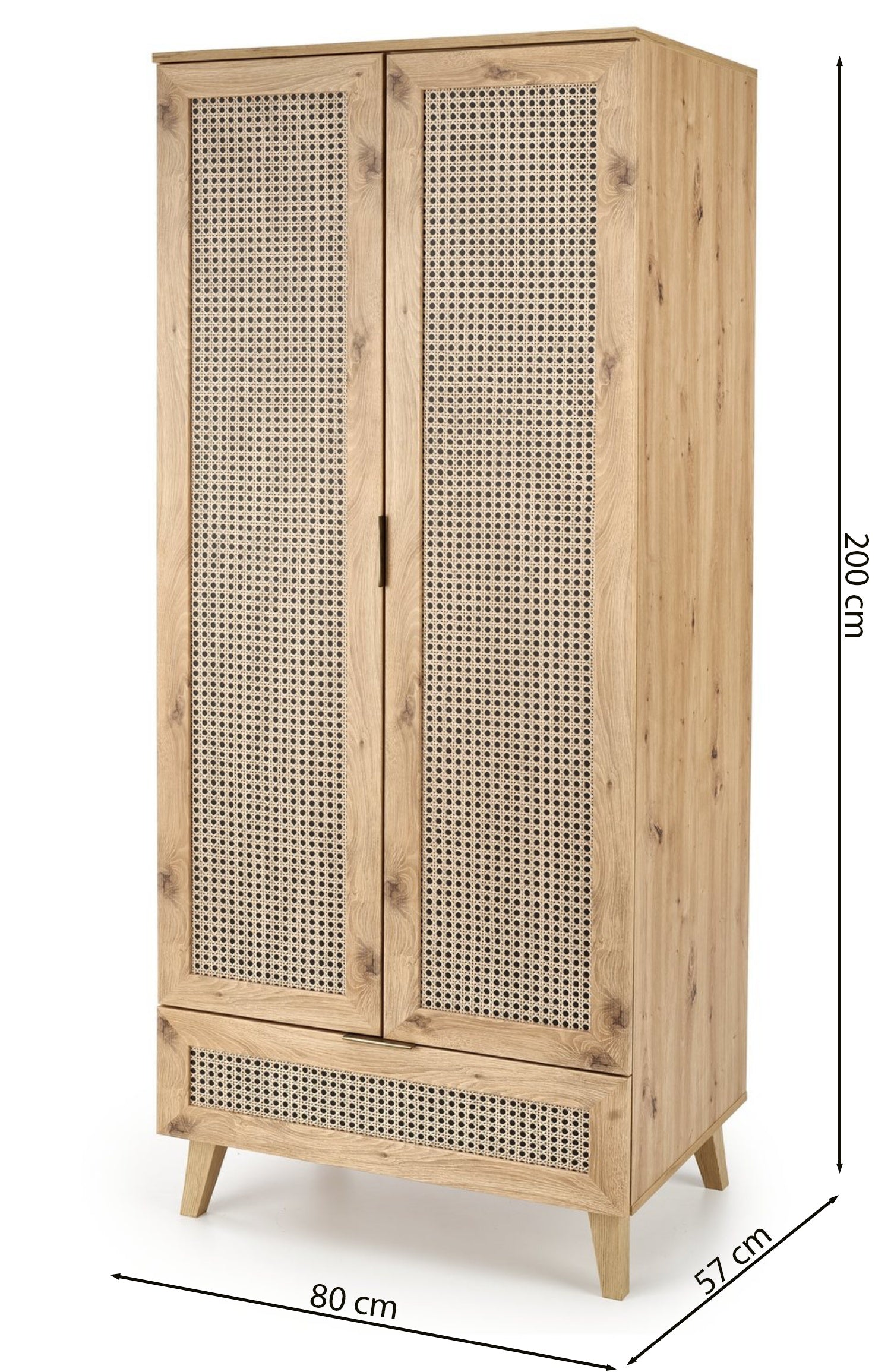 Szafa dwudrzwiowa Trivilla dąb artisan/ plecionka wiedeńska