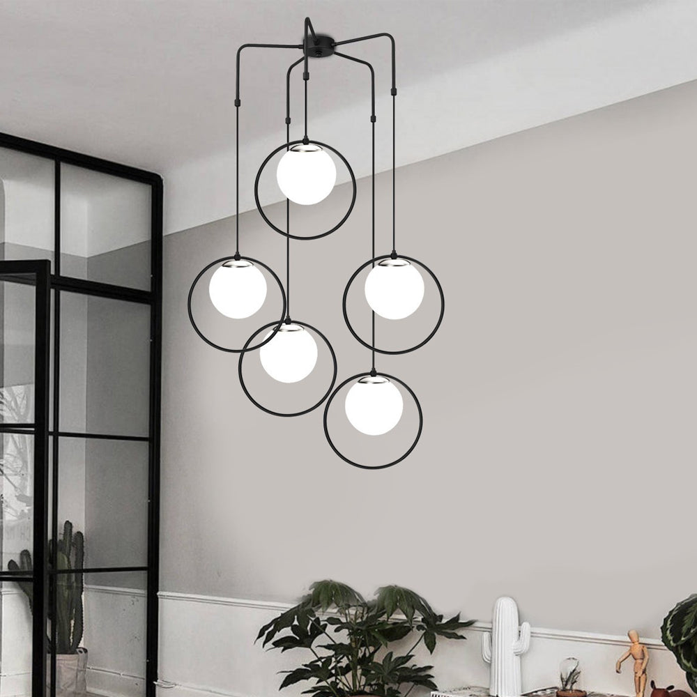 Lampa wisząca Solanum x5 czarno-biała