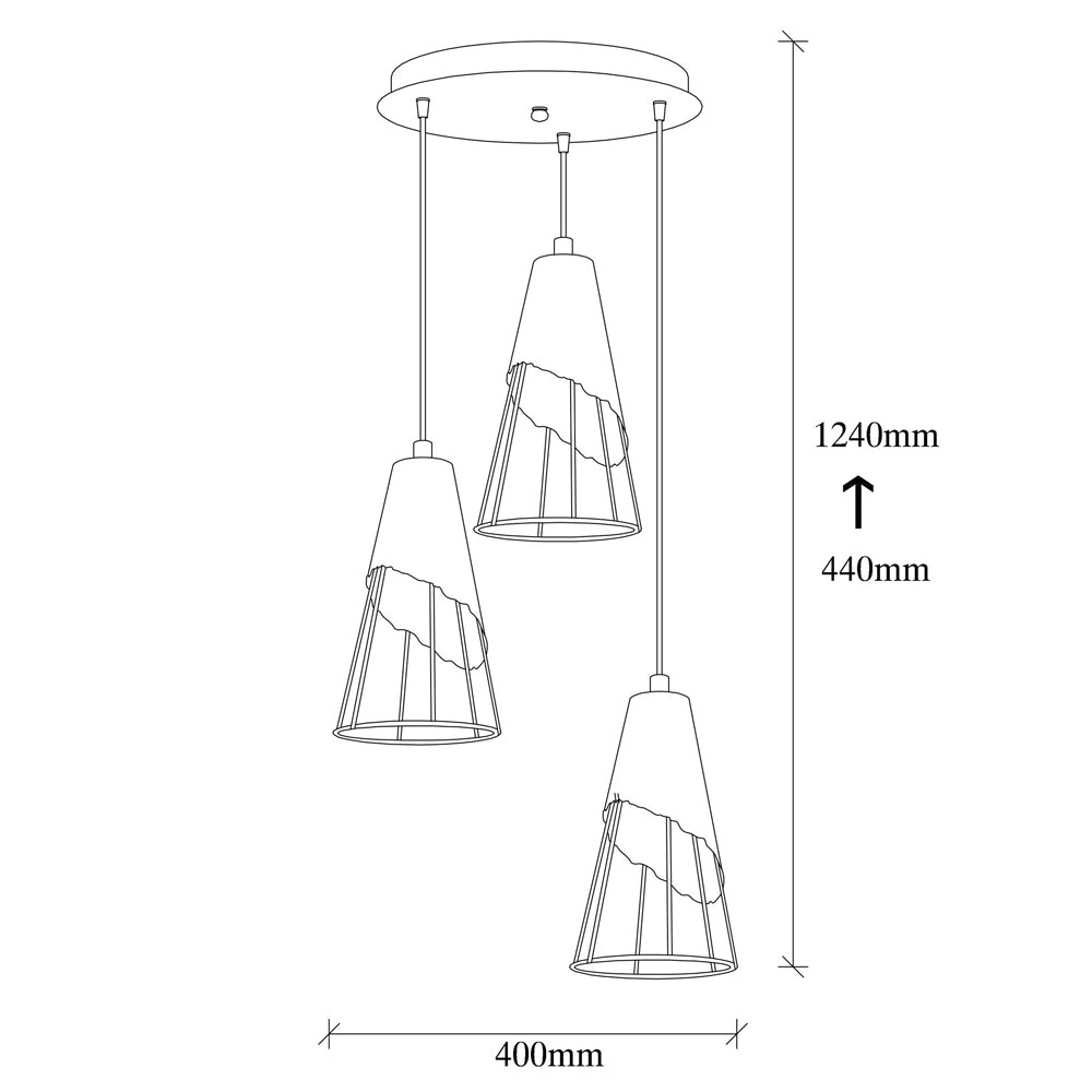 Lampa sufitowa Acetosella x3 na okrągłej podsufitce czarna