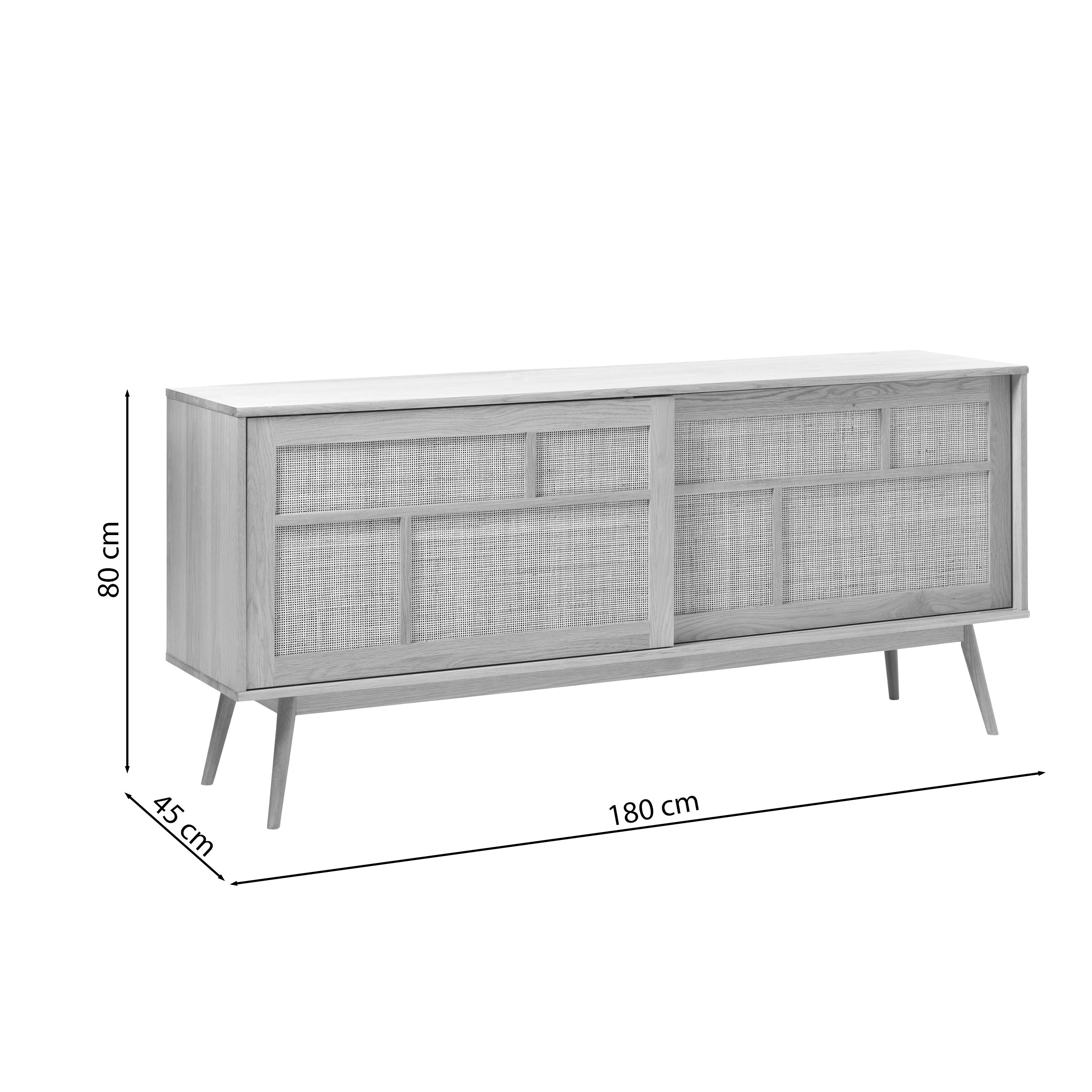 Komoda Visimmy 180 cm przyciemniony dąb/plecionka