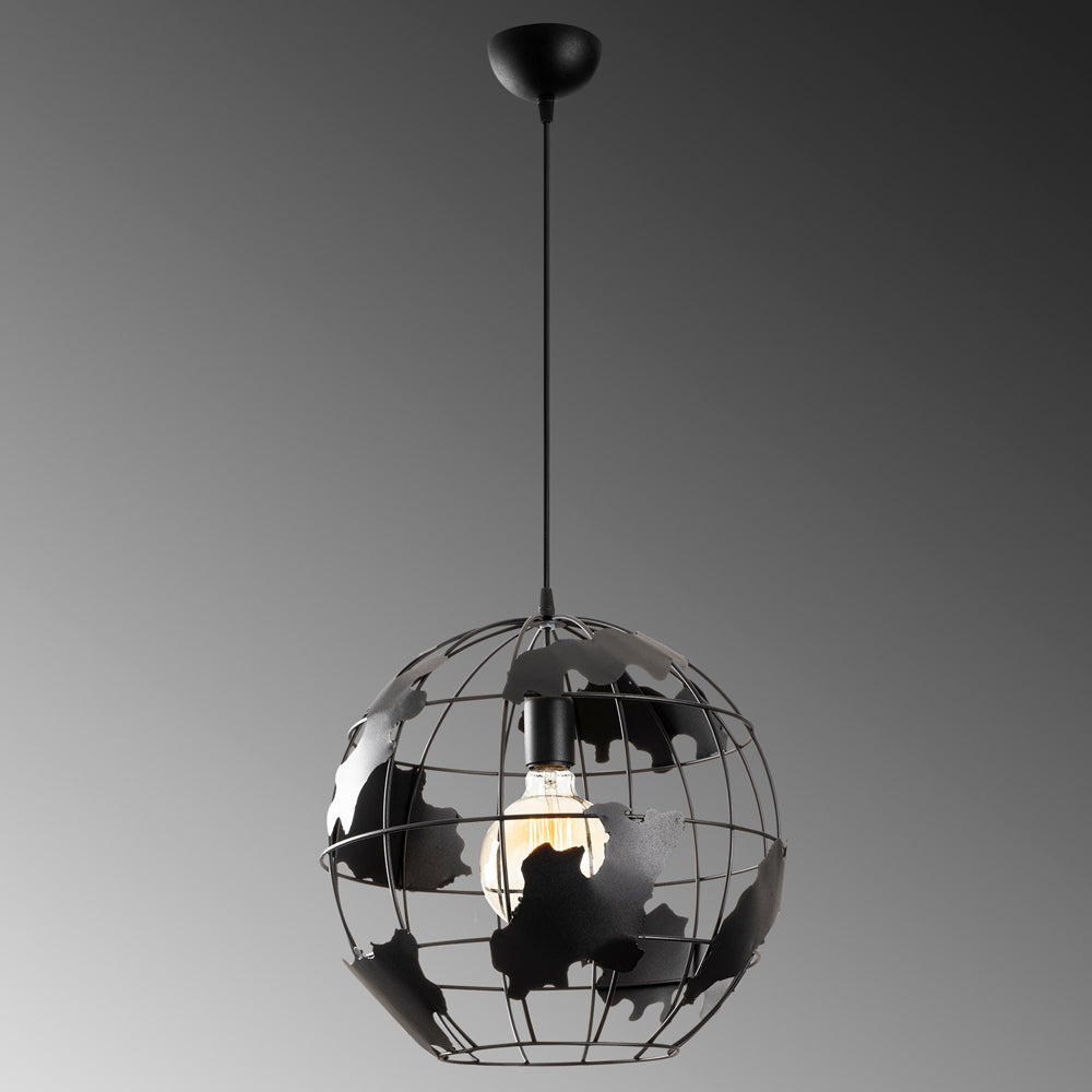 Lampa sufitowa Ozzia kula ziemska średnica 40 cm czarna