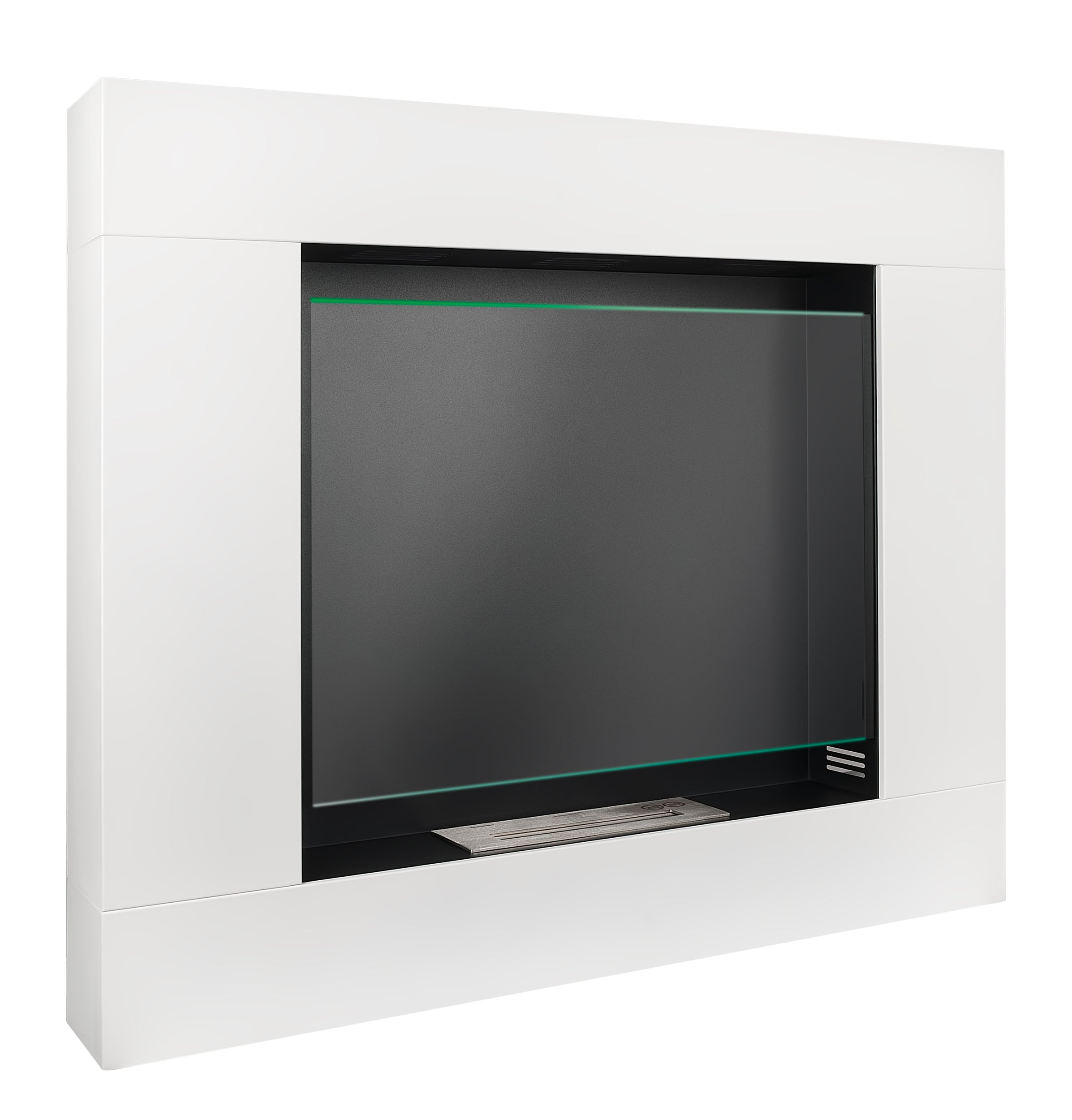 Biokominek portalowy wolnostojący Beffine 105x90 cm biały z szybą