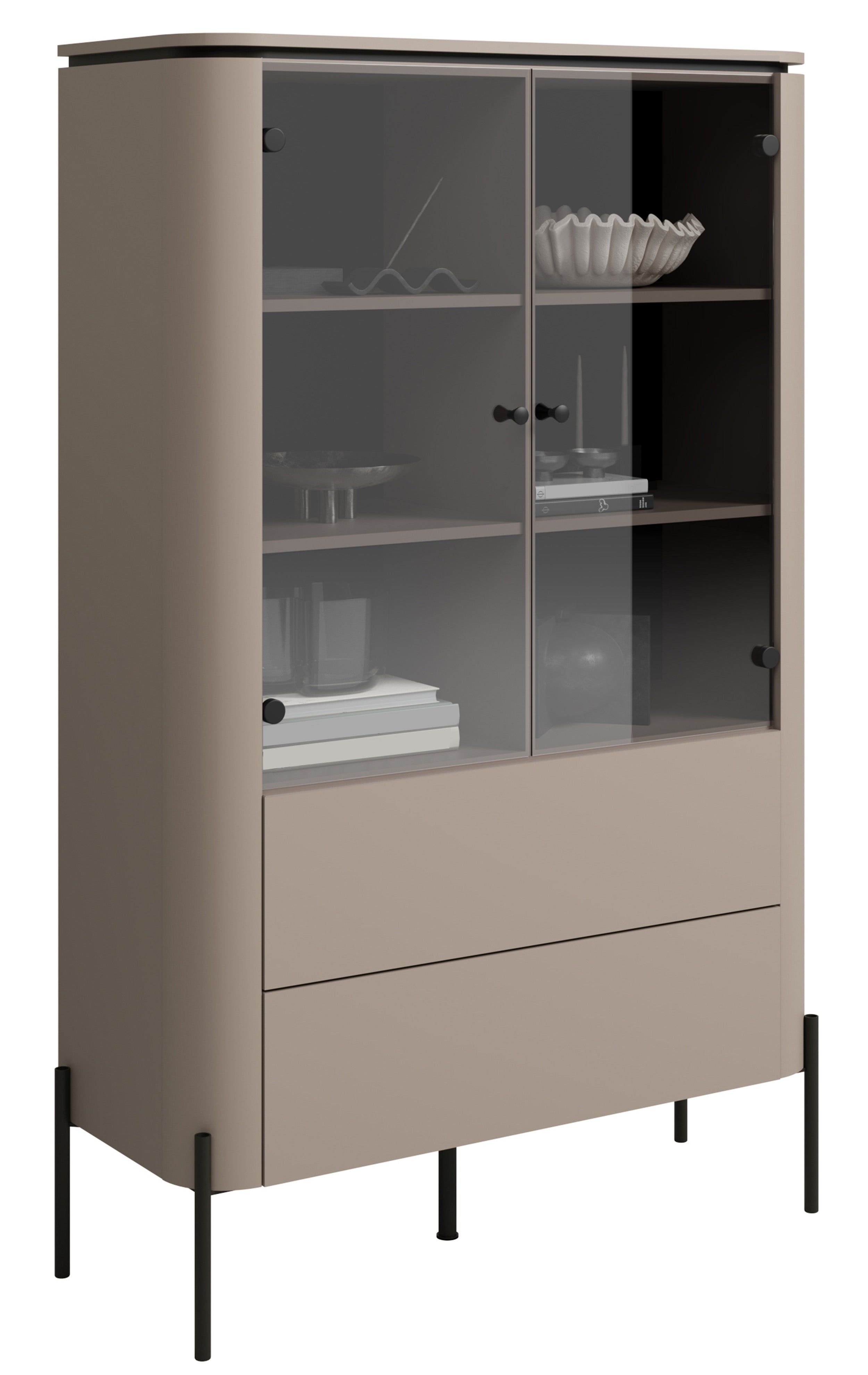 Witryna dwudrzwiowa Calderis z dwiema szufladami 98 cm congo