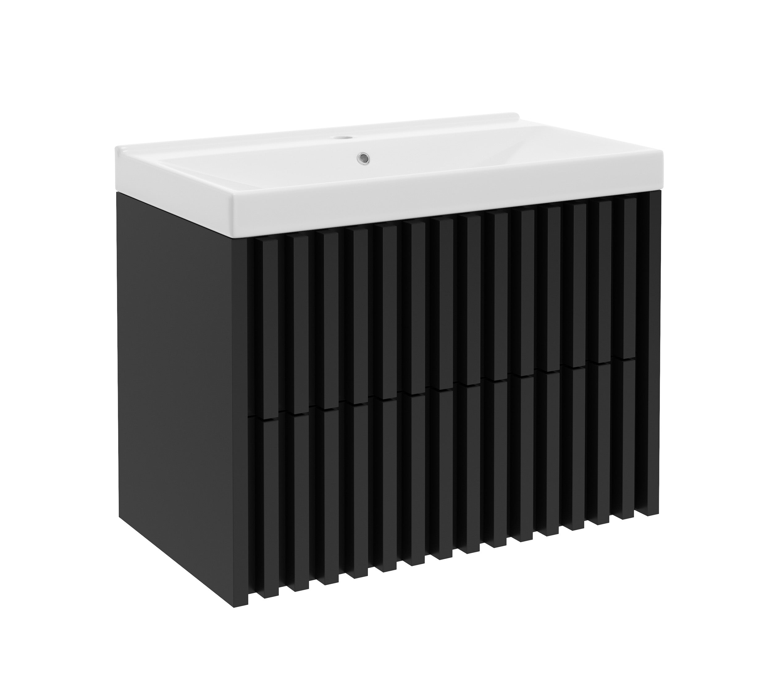 Szafka łazienkowa pod umywałkę wisząca Bequal 80x56x45 cm czarna lamele