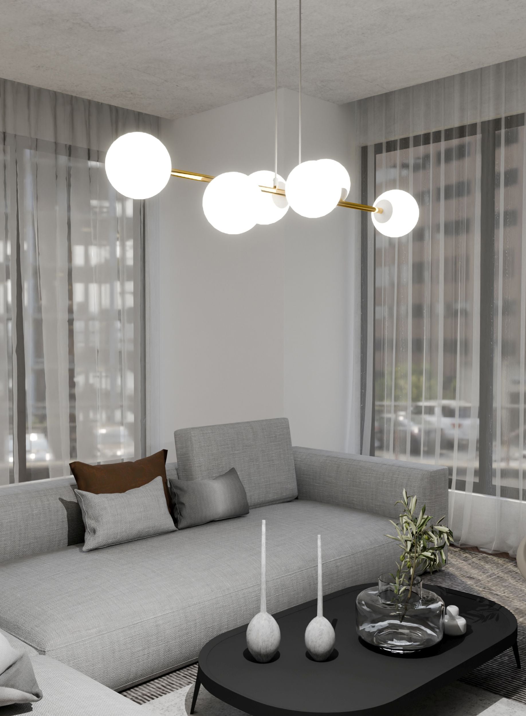 Lampa wisząca Bestalles biało-złota x6