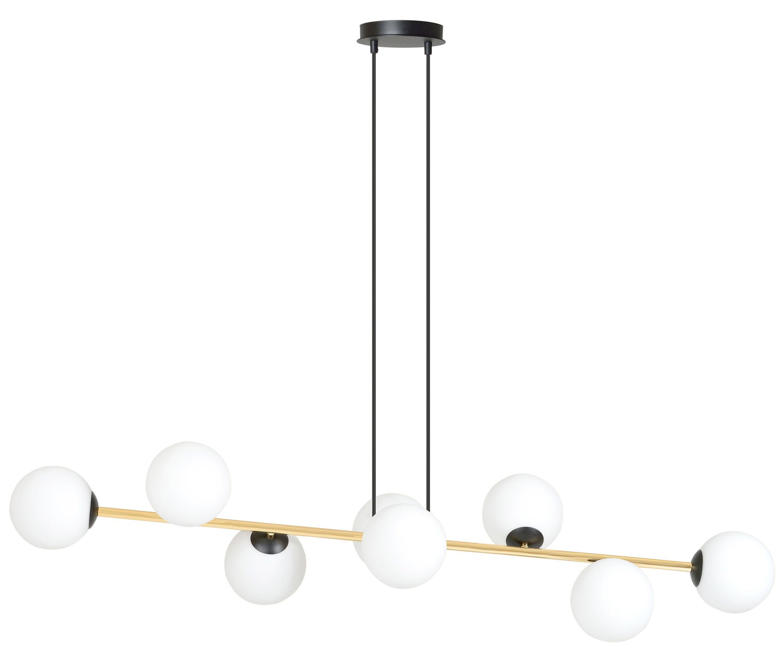 Lampa wisząca Bestalles czarno-złota z białymi kloszami x8