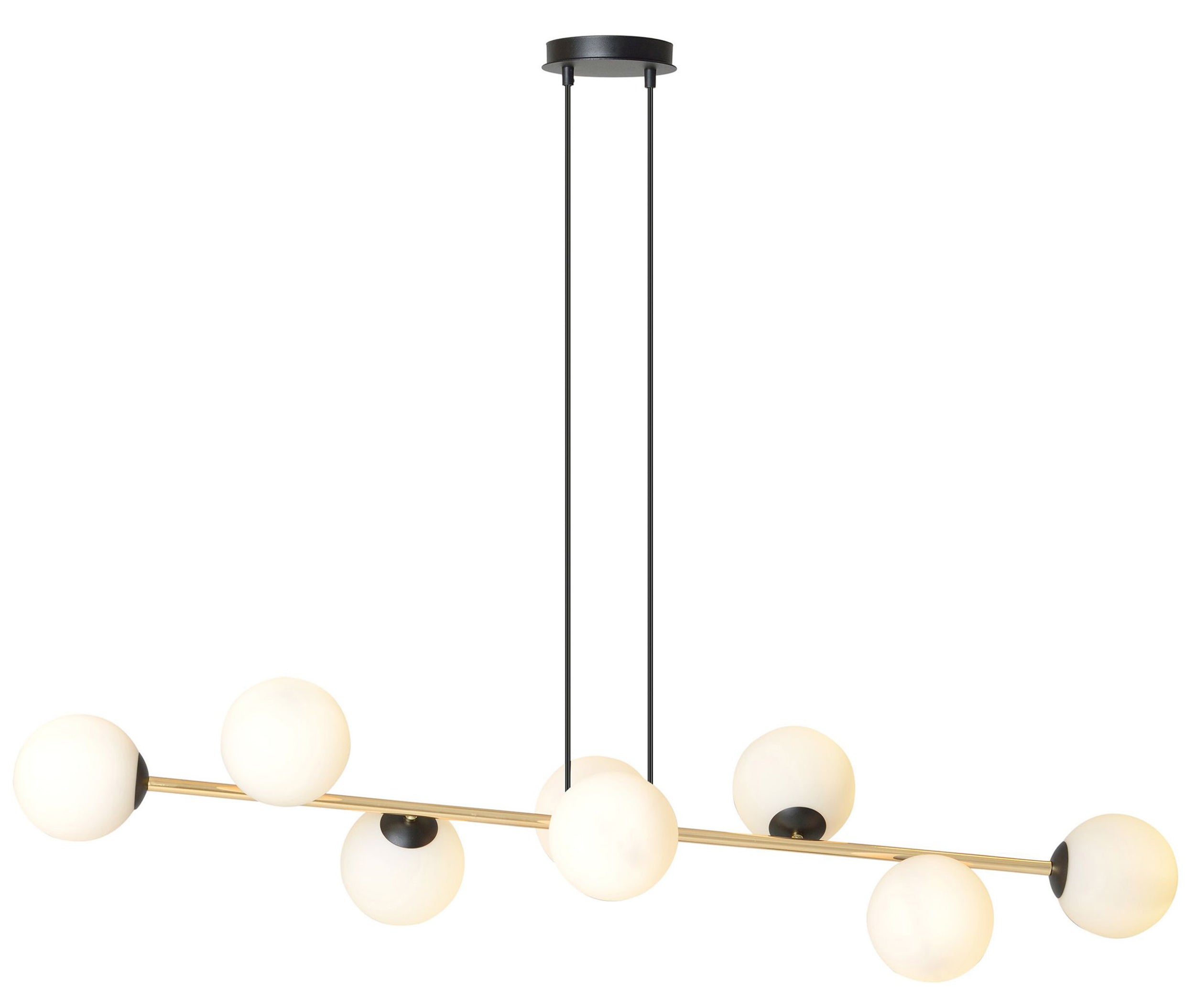 Lampa wisząca Bestalles czarno-złota z białymi kloszami x8